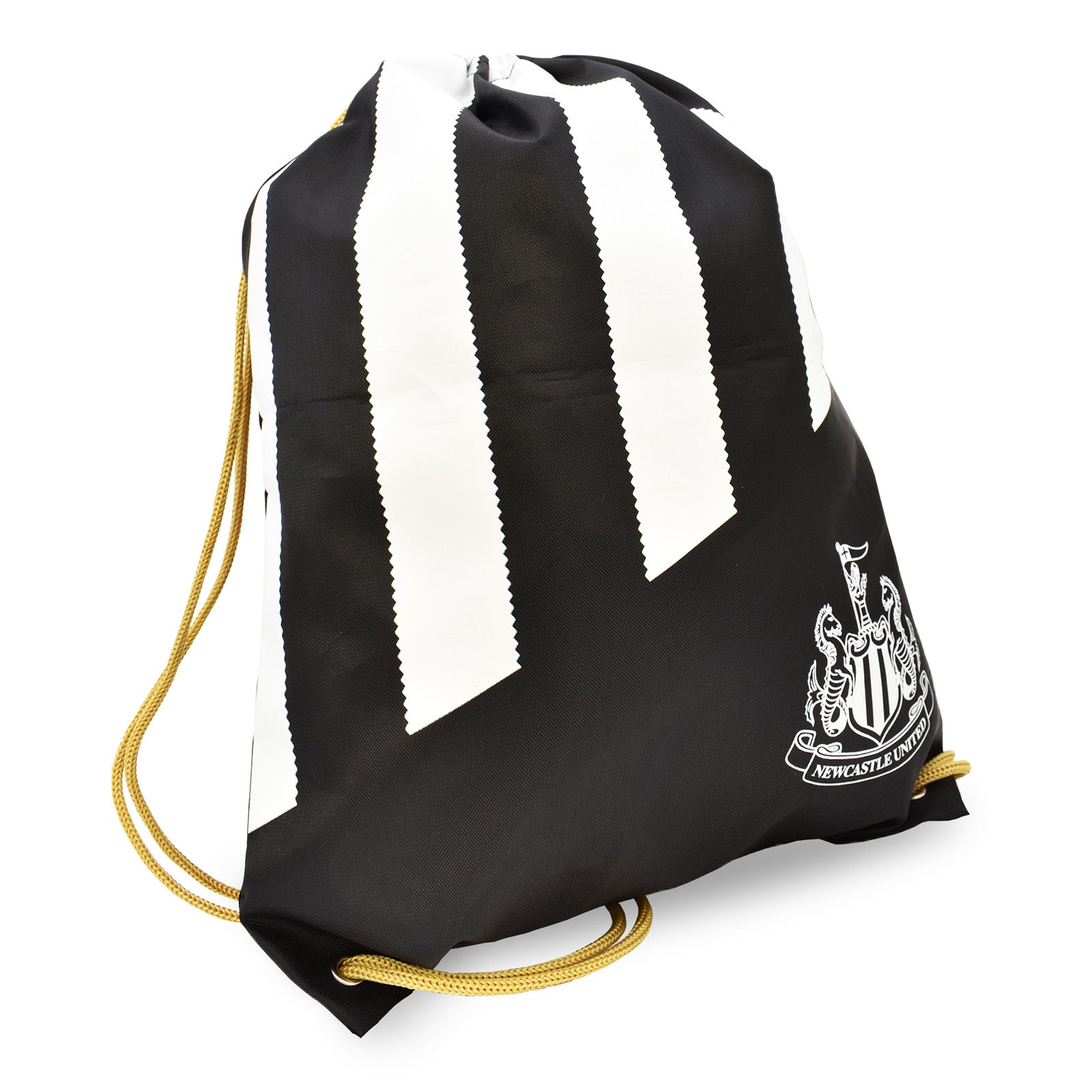 Newcastle United Drawstring Gym Bag in black and white stripes, featuring the club crest to the front