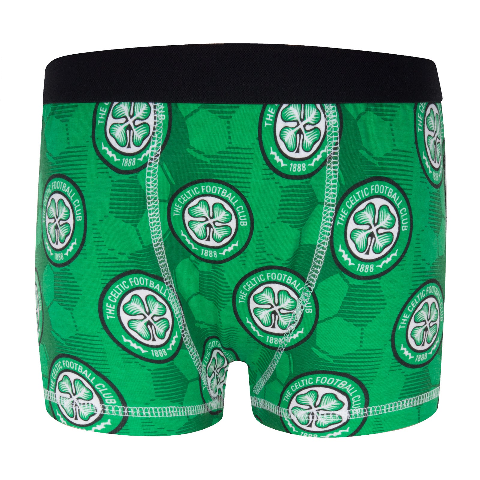 Celtic boxer shorts for boys in black, green & grey