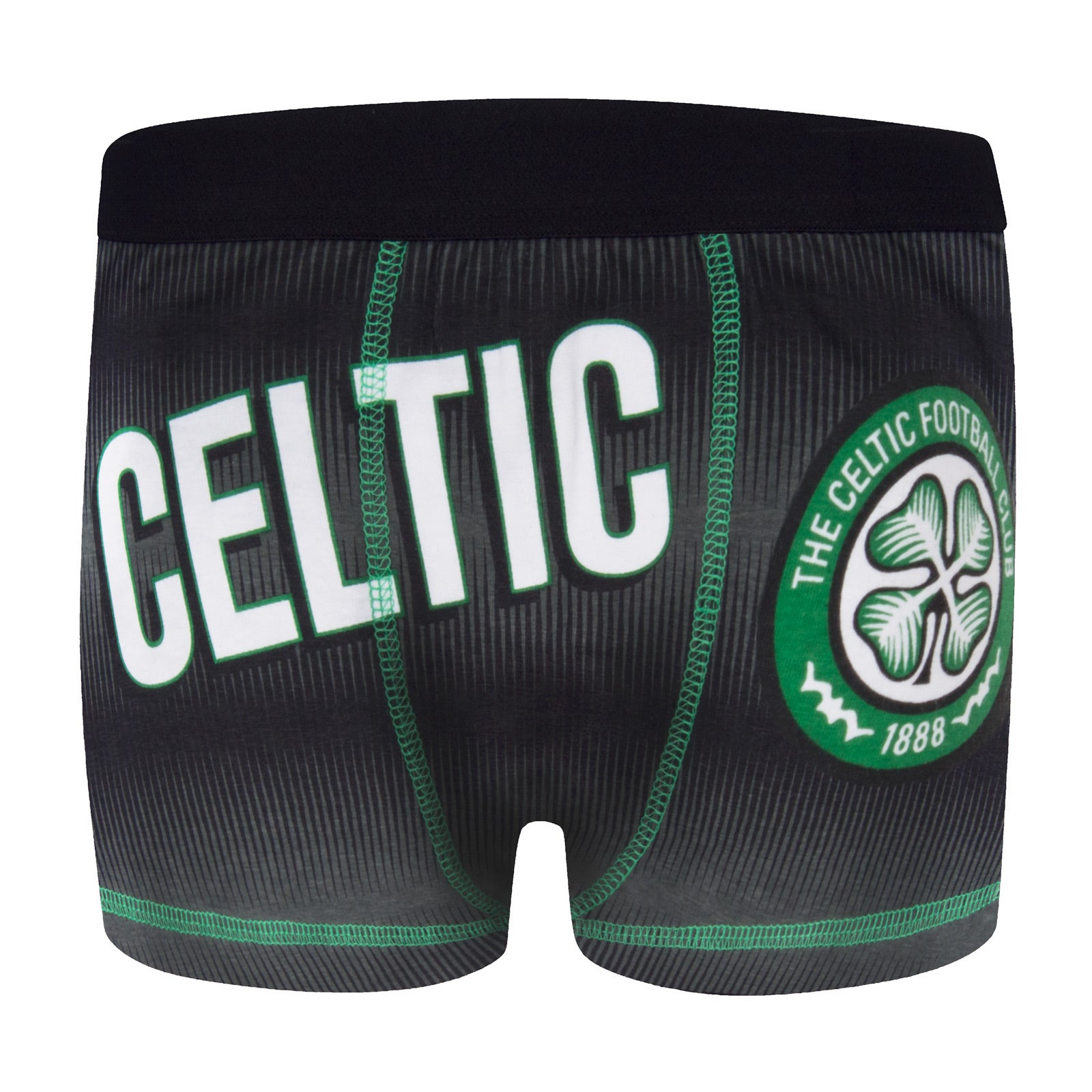 Celtic boxer shorts for boys in black, green & grey