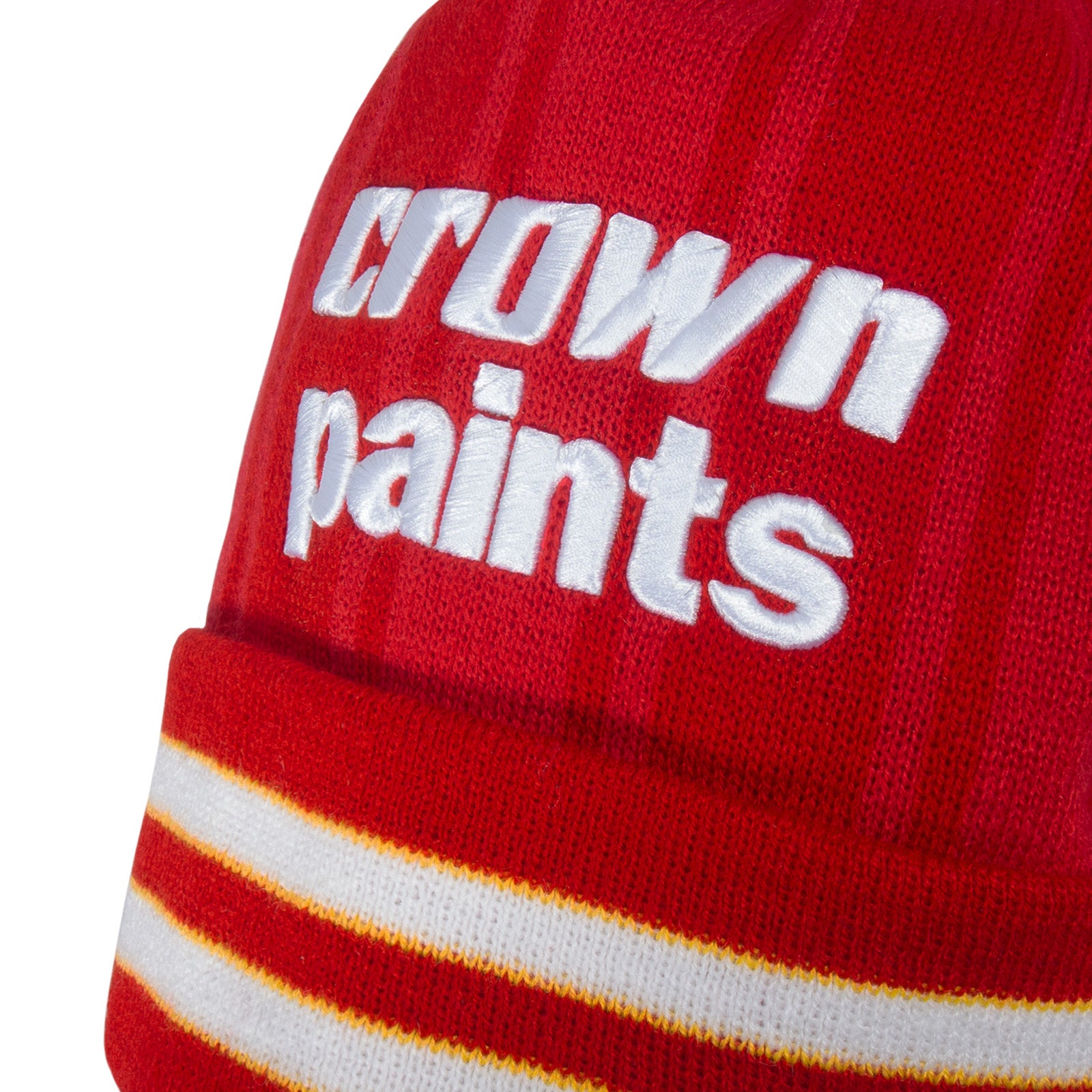 Liverpool retro knitted bobble hat in red 1986 colours