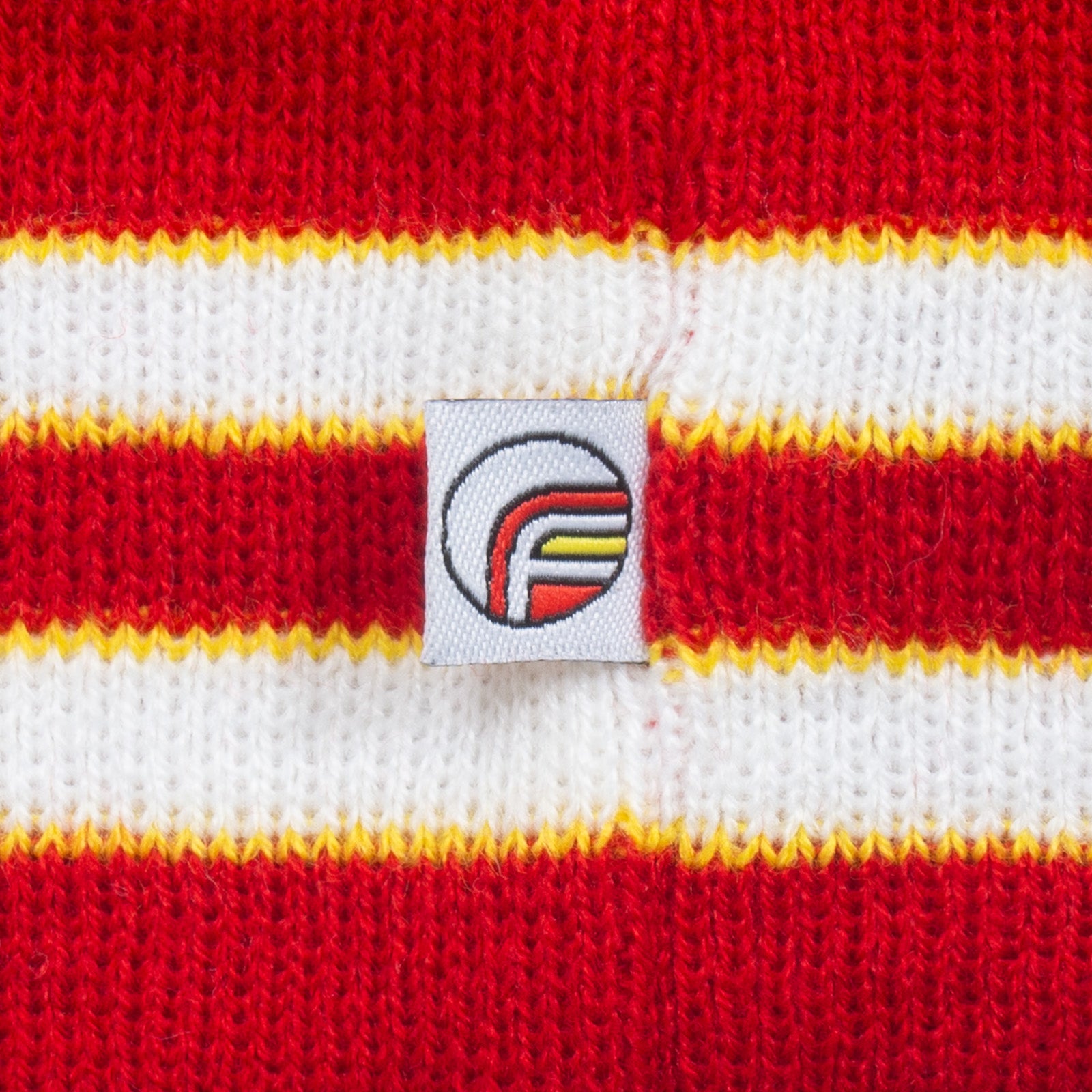 Liverpool retro knitted bobble hat in red 1986 colours