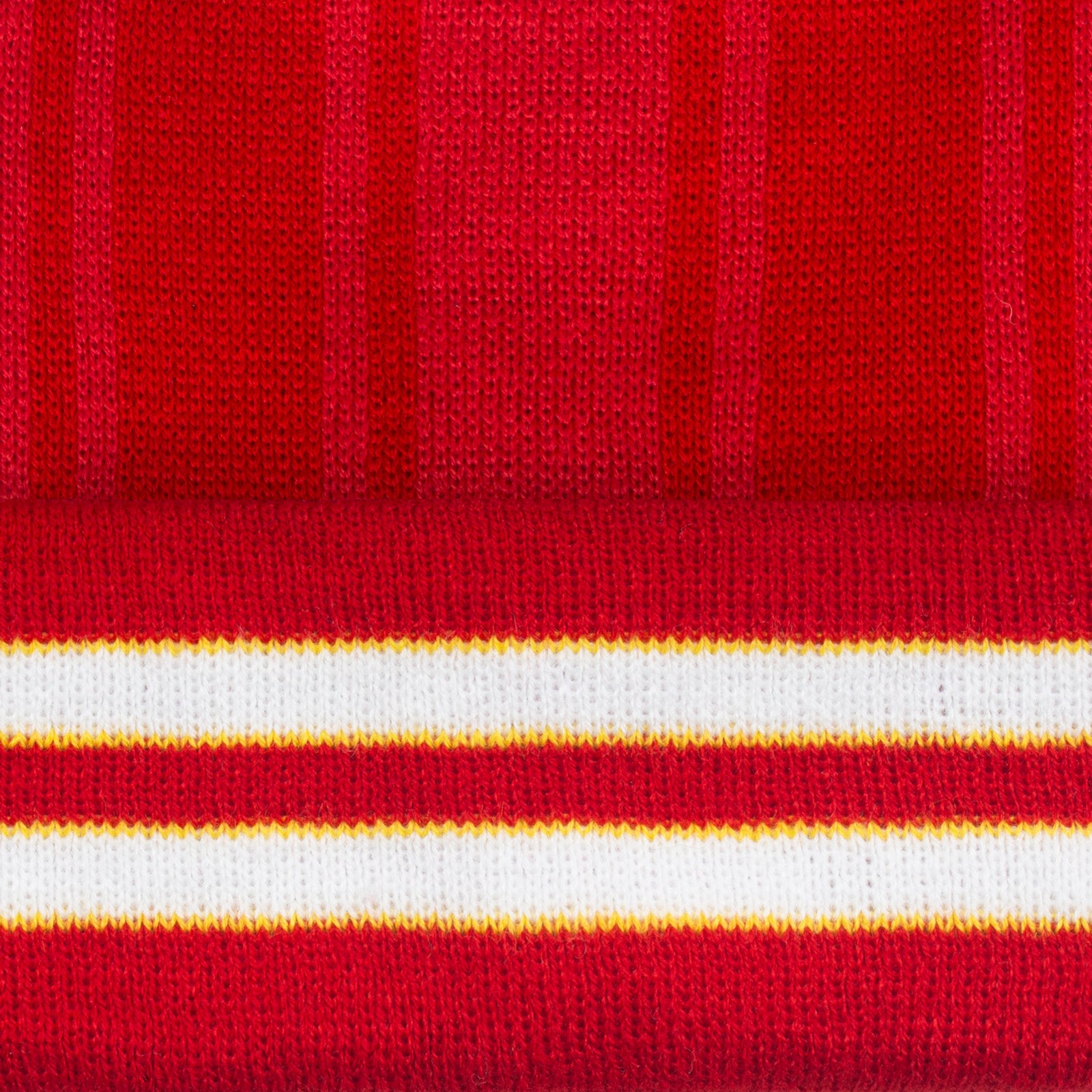 Liverpool retro knitted bobble hat in red 1986 colours