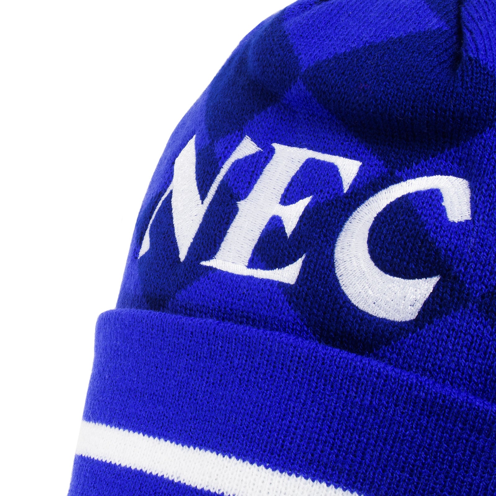 Everton retro knitted bobble hat in blue 1986 colours