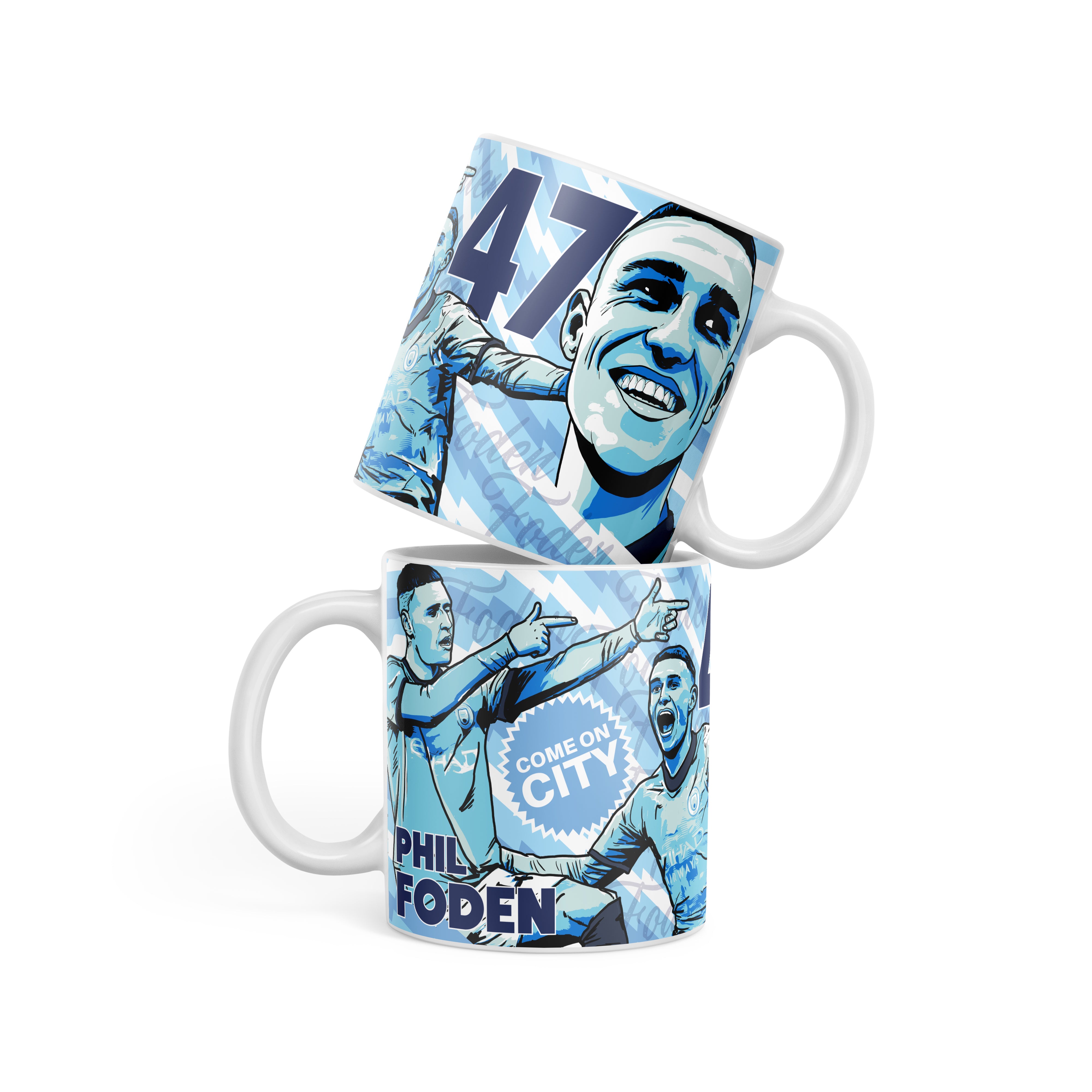 Manchester City legends Foden mug in blue