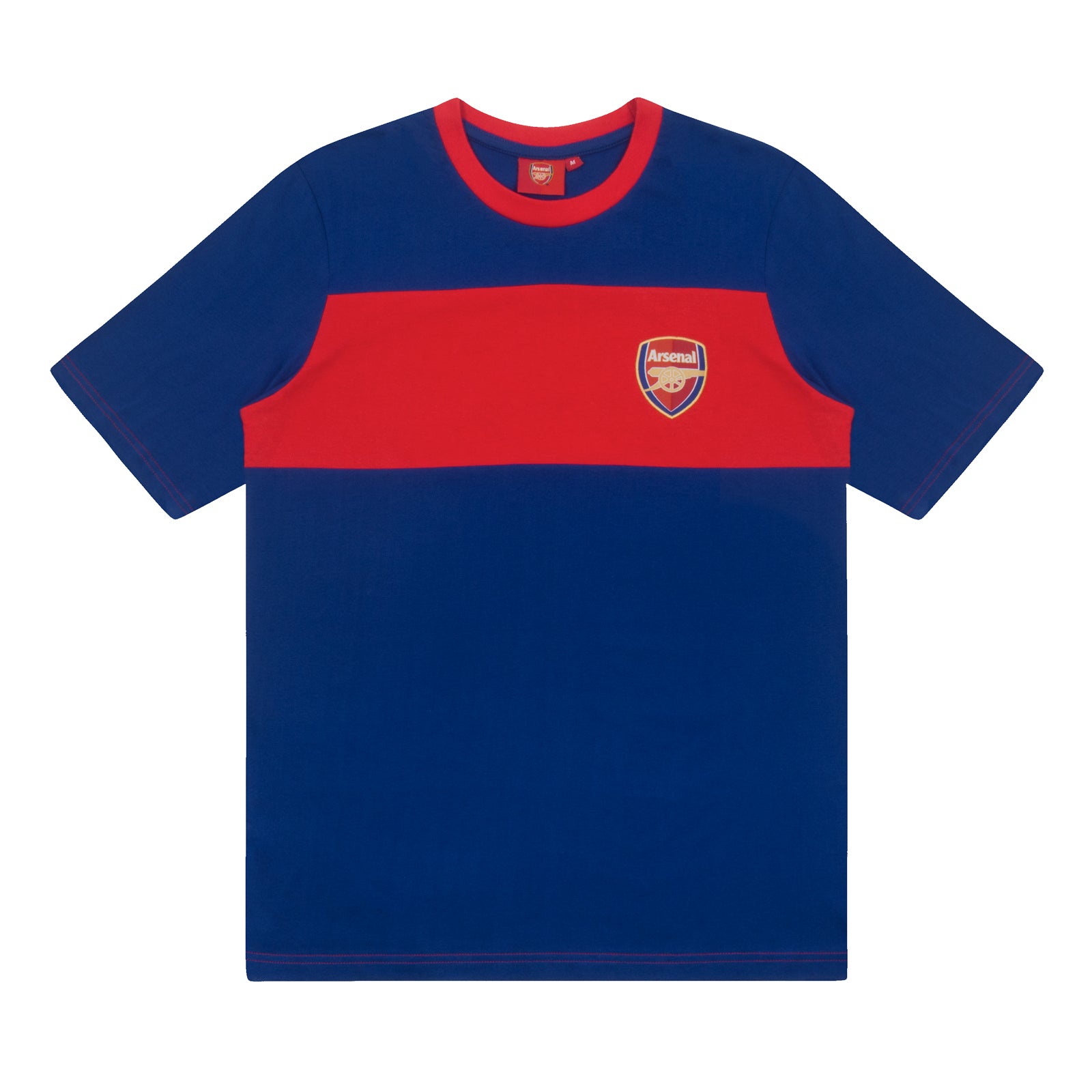 Arsenal adults long pyjamas in navy & red. Two-tone short sleeve top with club crest and long bottoms with crest.