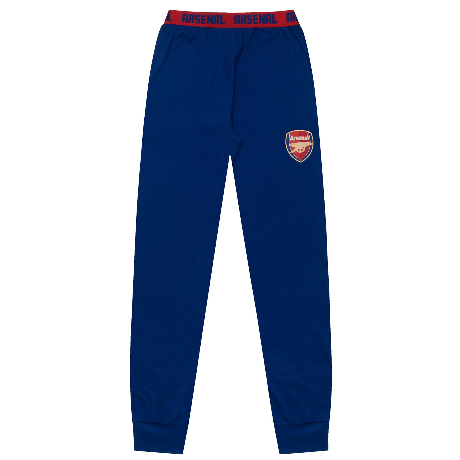 Arsenal adults long pyjamas in navy & red. Two-tone short sleeve top with club crest and long bottoms with crest.