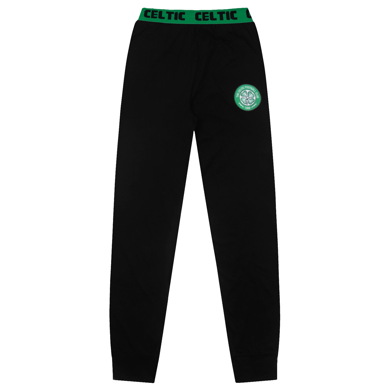 Celtic adults long pyjamas in black. Short sleeve top with badge to chest and long bottoms with badge.