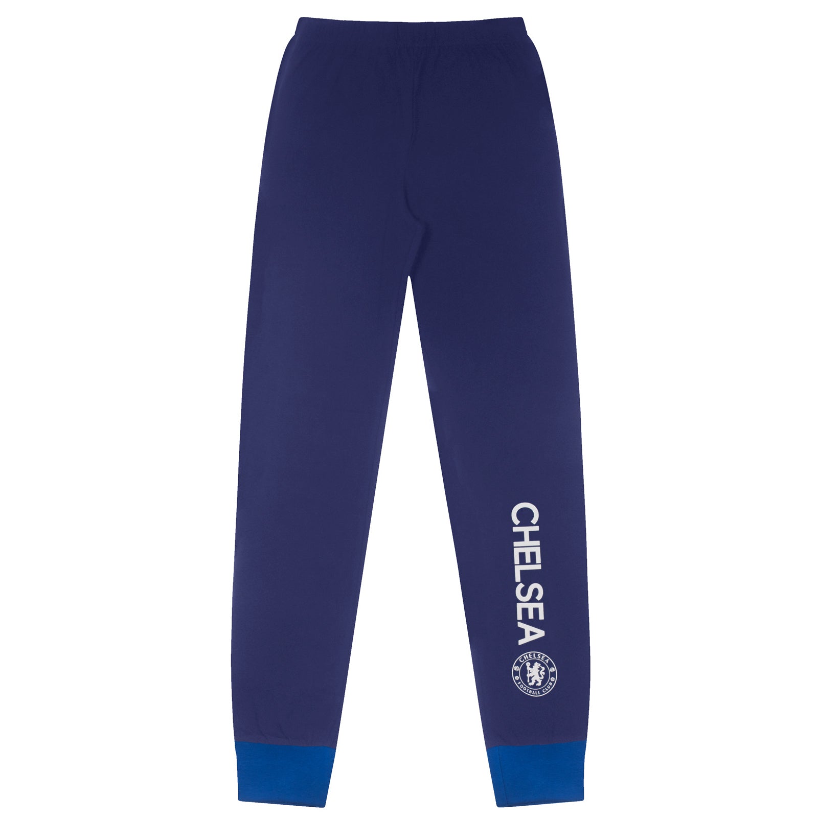 Chelsea kids long pyjamas in blue. Long sleeved top with graphic print and long bottoms.