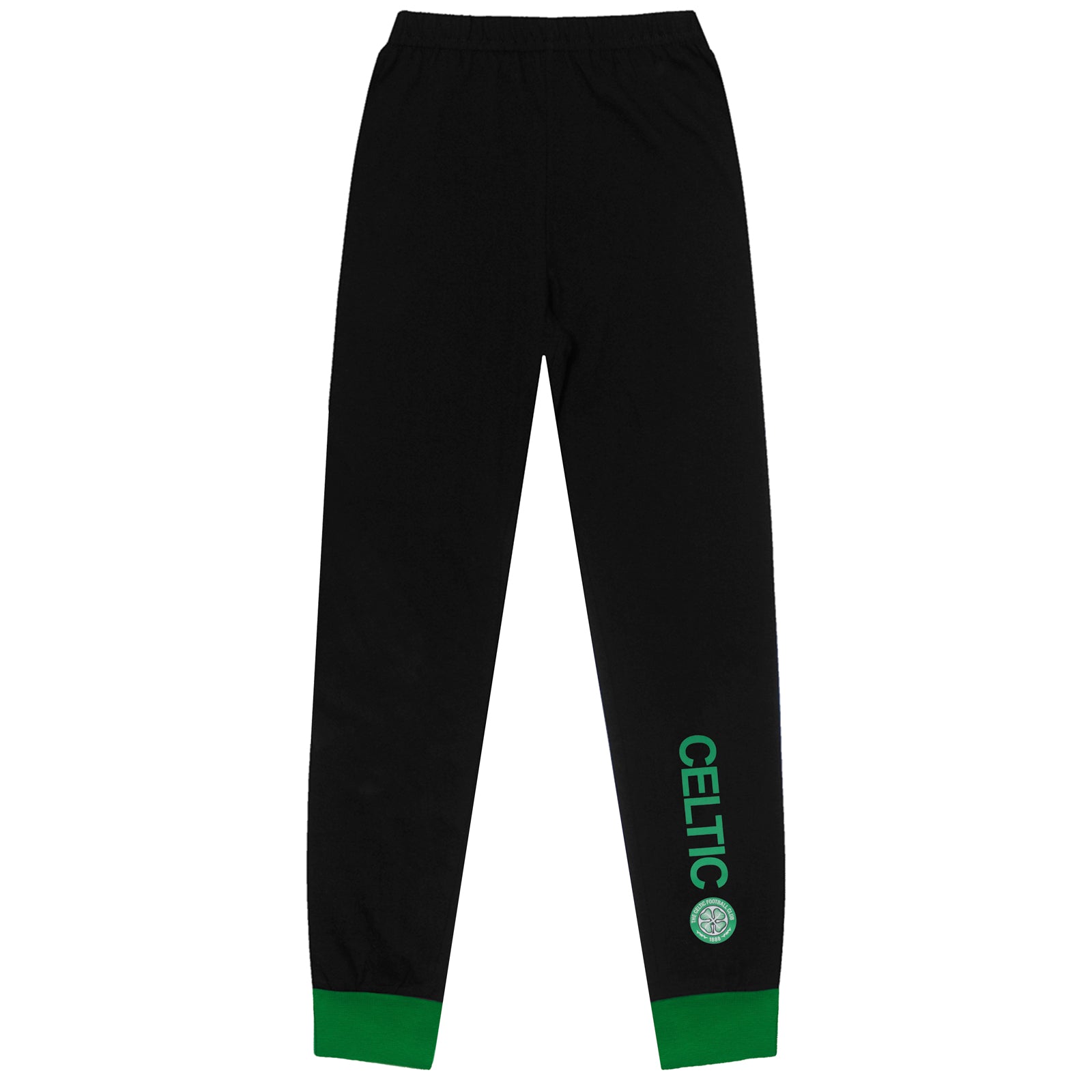 Celtic kids long pyjamas in green. Long sleeve top with graphic and club crest. Long legged bottoms with crest.