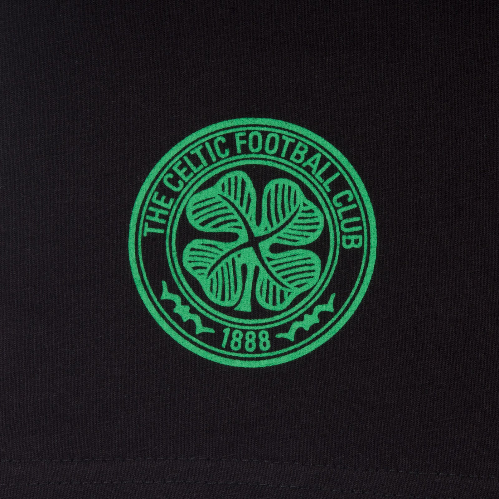 Celtic kids short pyjamas in green & black. Short sleeved top & shorts with crest & text