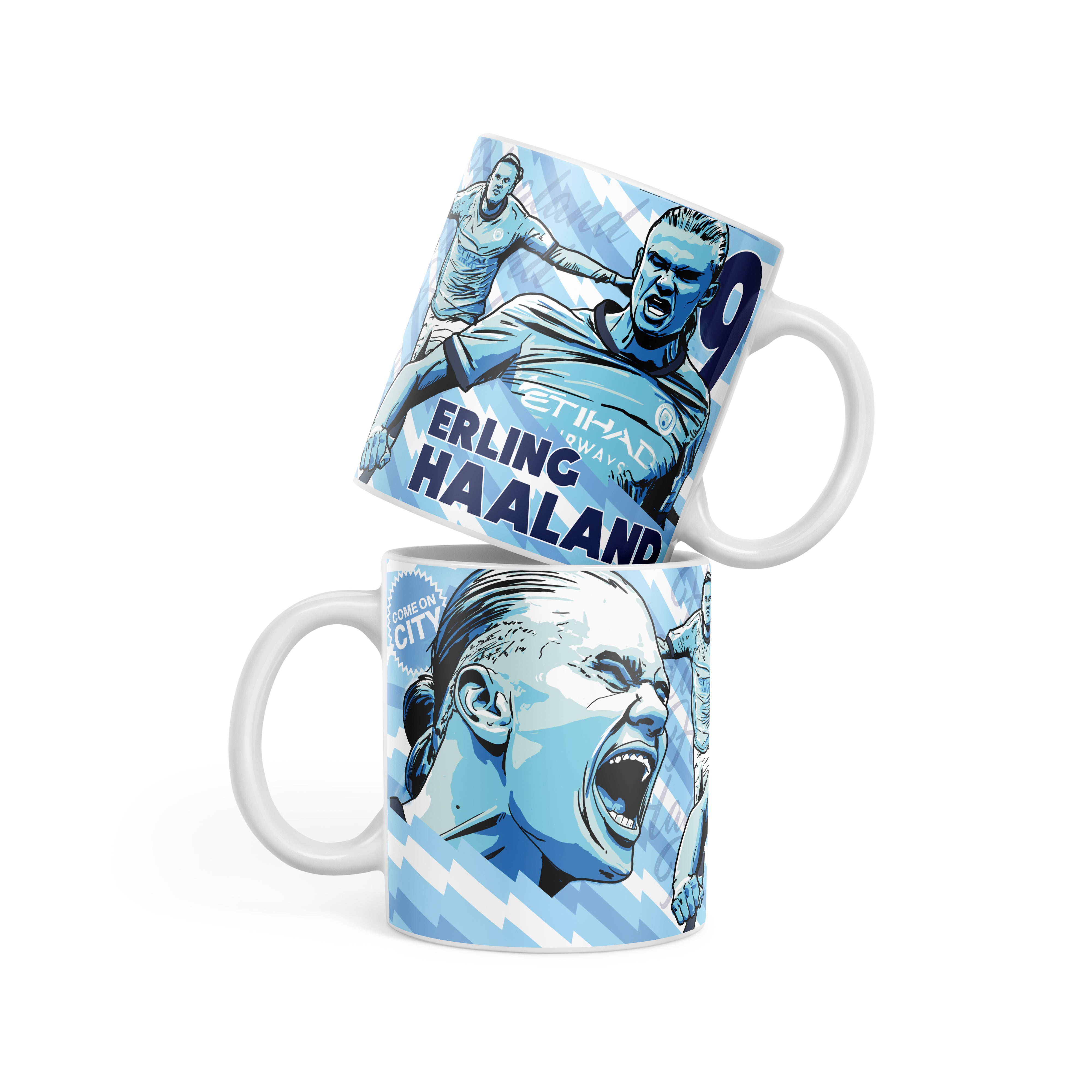 Manchester City legends Haaland mug in blue