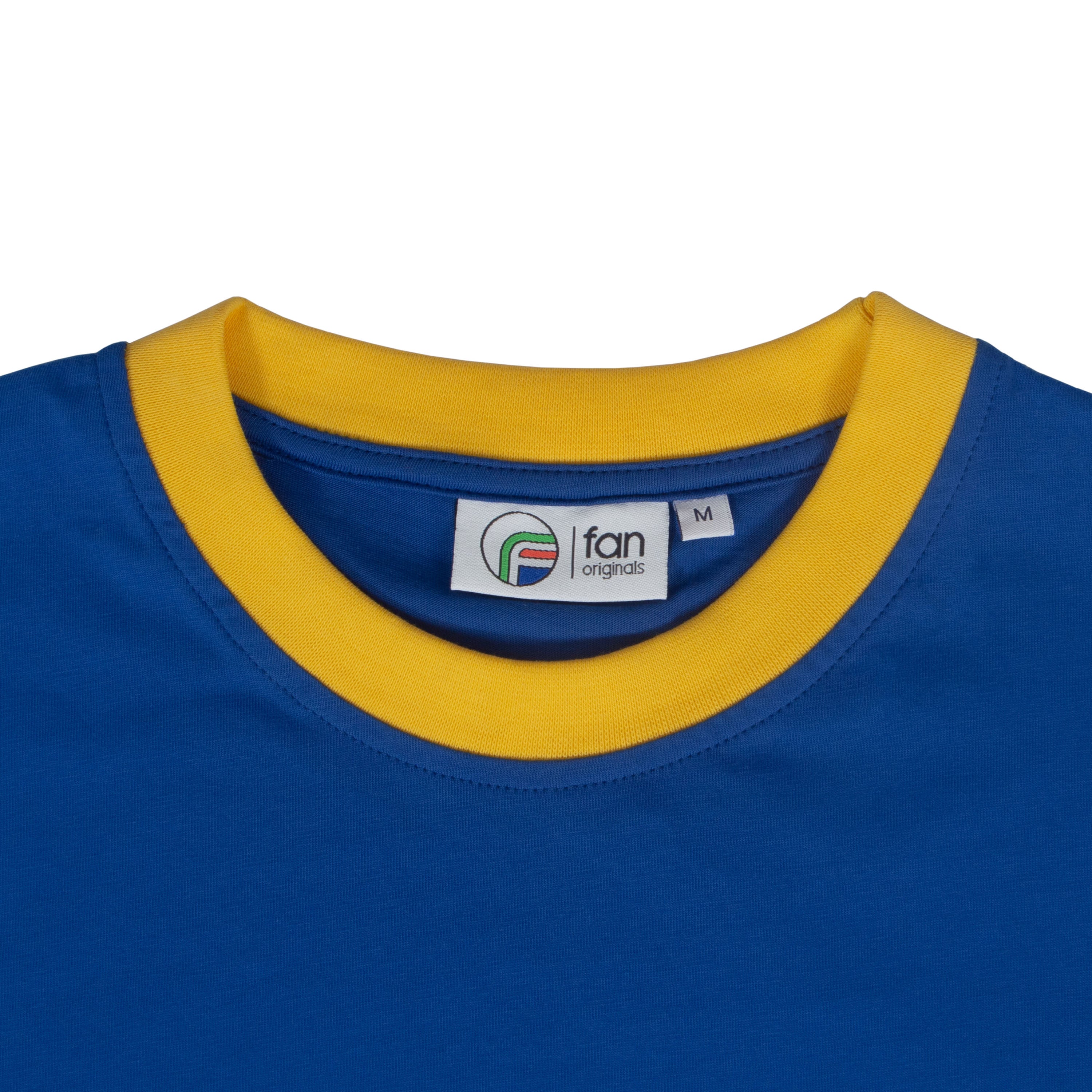Leeds retro crew neck t-shirt in royal with embroidered applique smiley crest