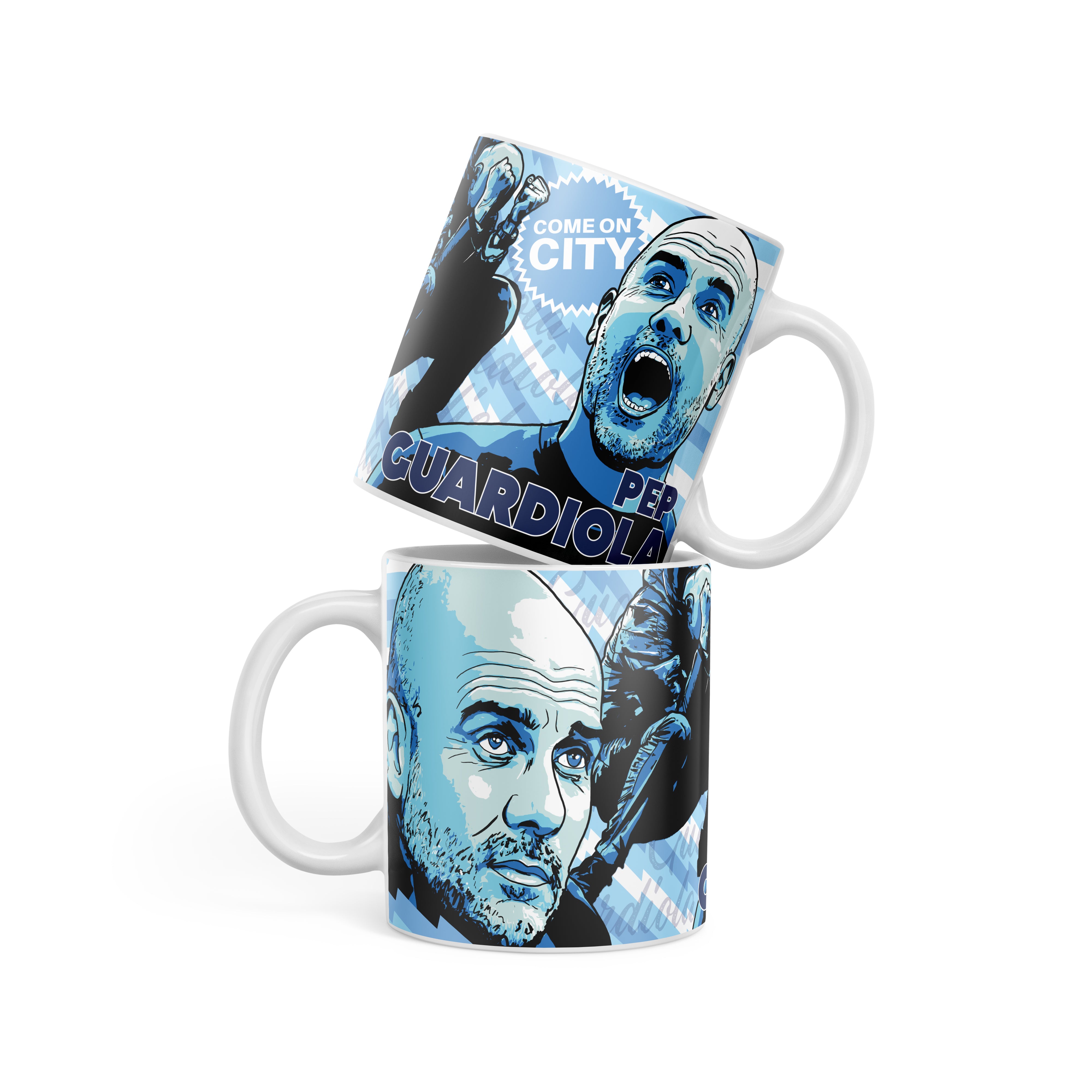 Manchester City legends Guardiola mug in blue