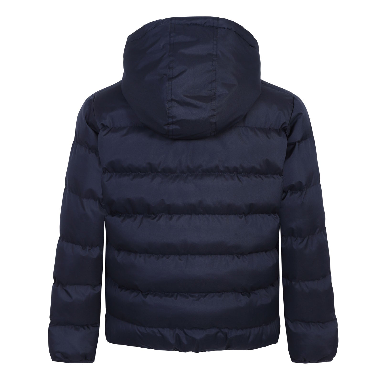 FC Barcelona kids quilted jacket in navy with club crest to chest.