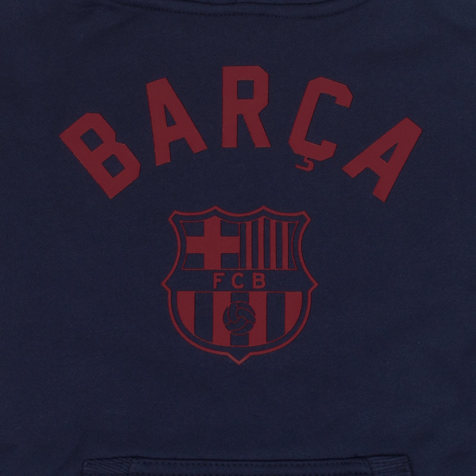 FC Barcelona kids graphic hoodie in navy blue with famous Barca crest to the centre of the body.