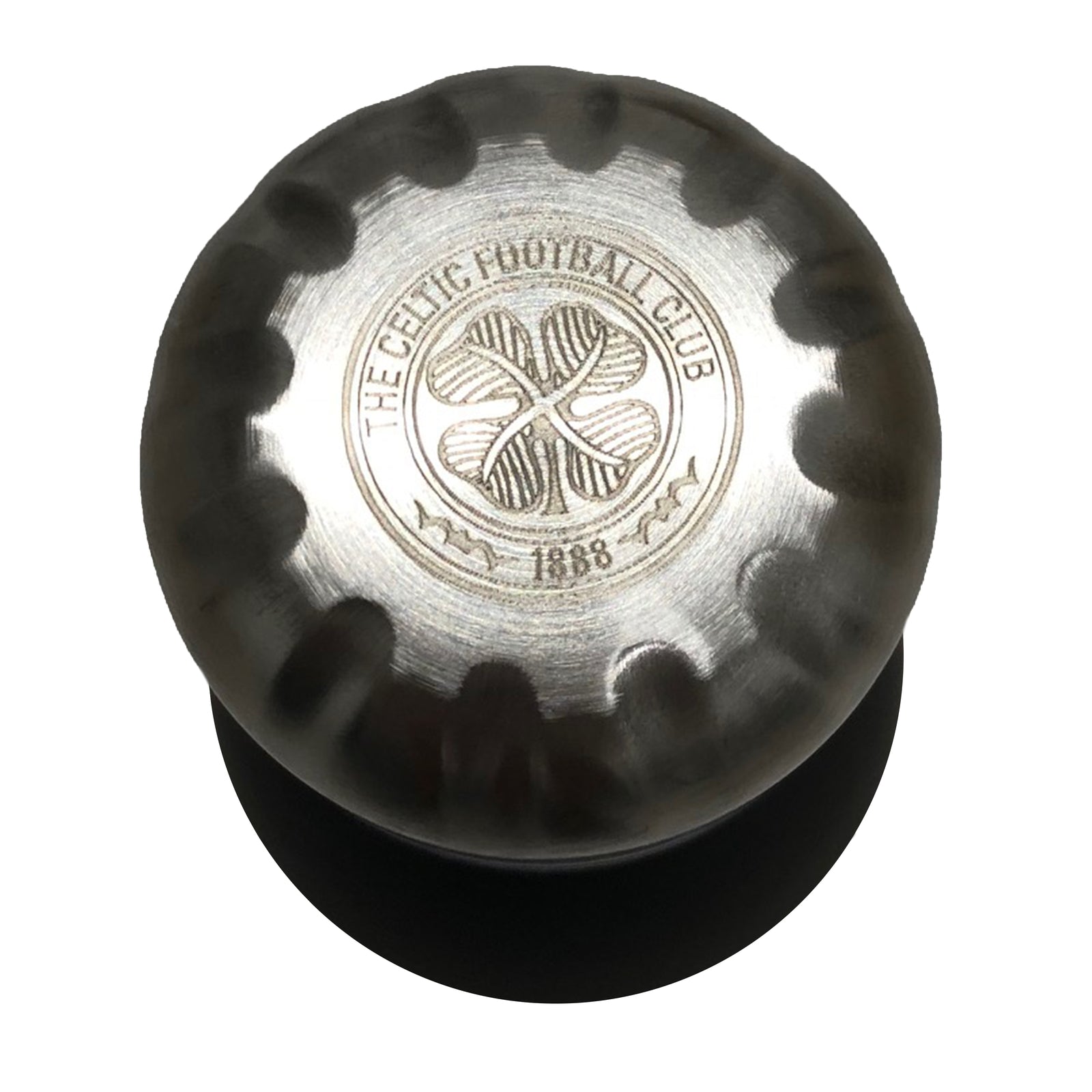 Celtic stainless steel vacuum flask, 500ml in black, with club crest on both sides & screw cap