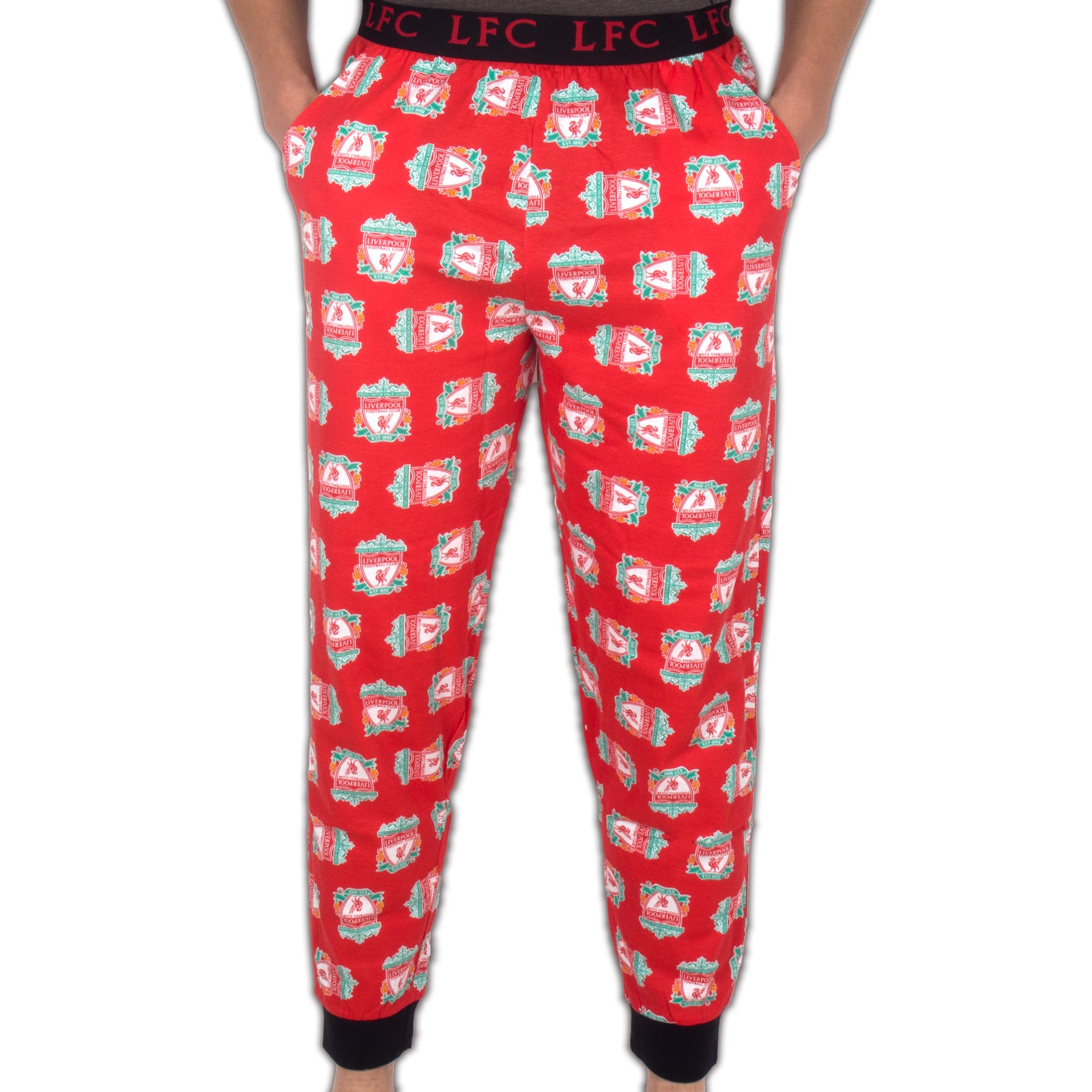 Liverpool lounge pants in red with all over LFC crest print.