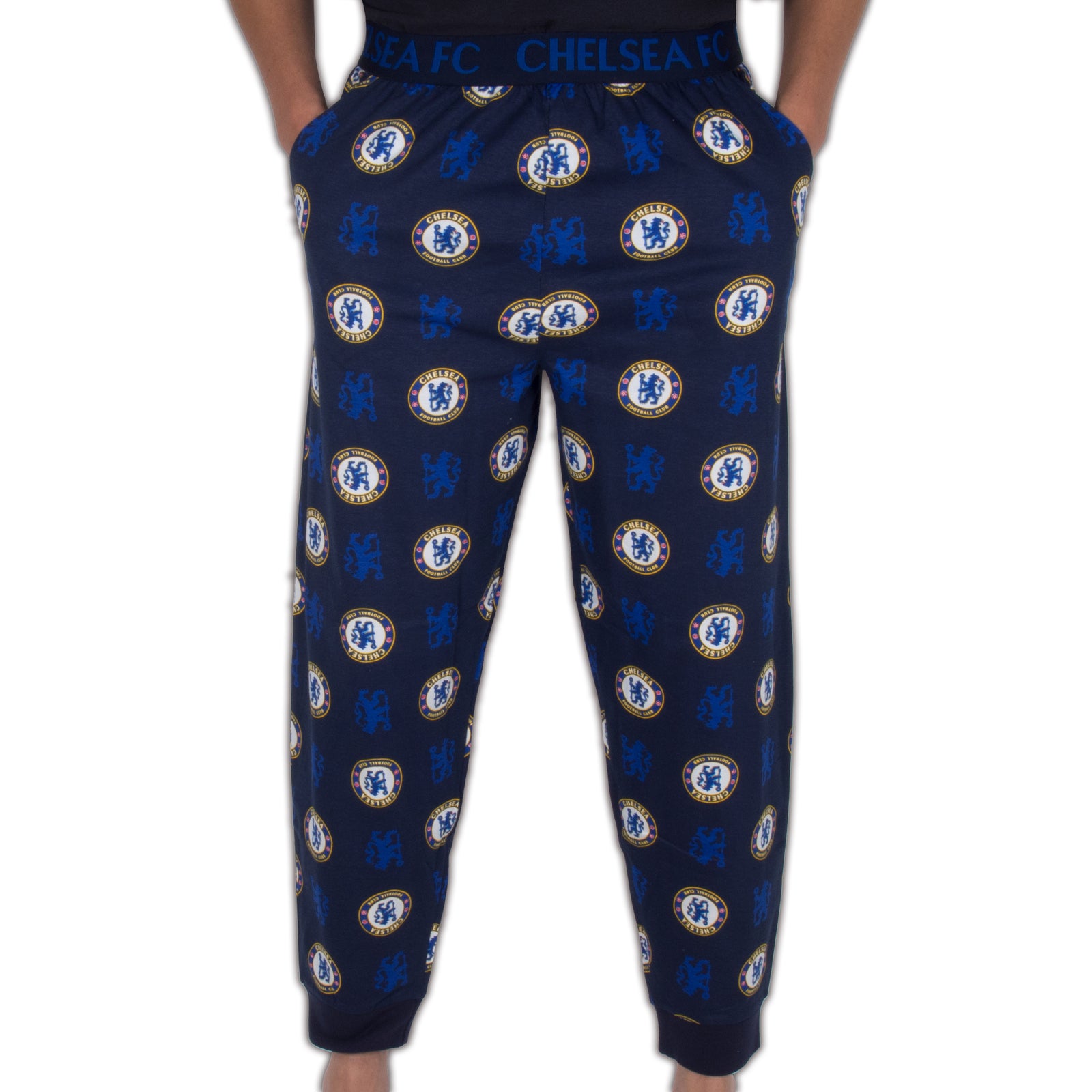 Chelsea lounge pants in royal blue with all over CFC crest & lion prints.