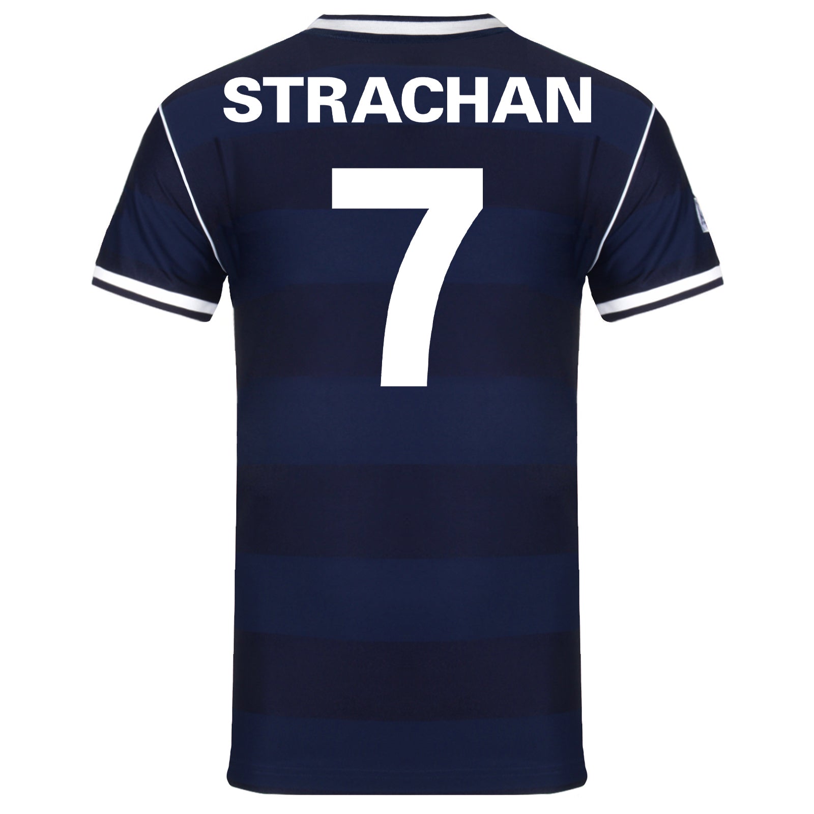 Scotland retro 1986 football shirt. Replica shirt in navy blue with crest to chest