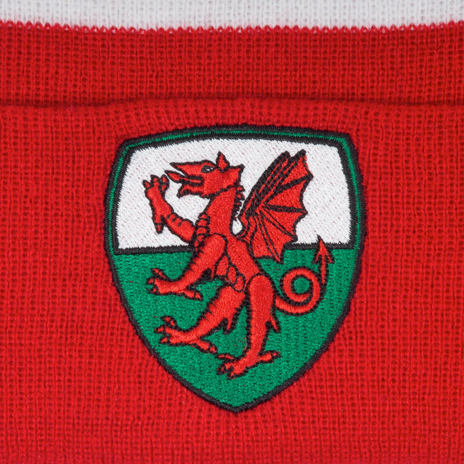 Wales football retro bobble hat & bar scarf set in red, white & green