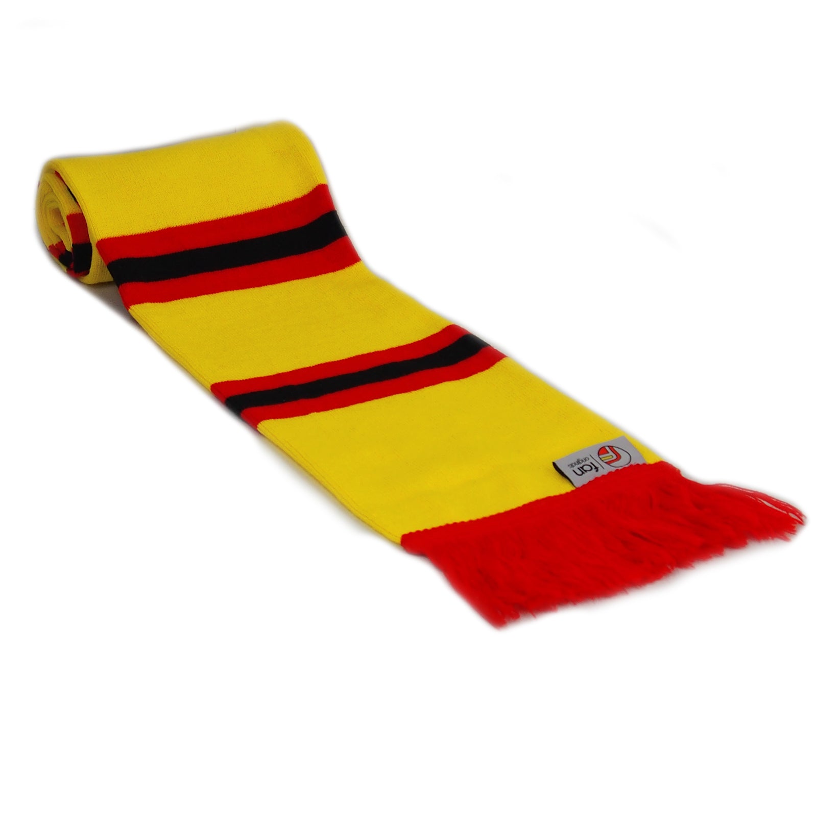 Watford retro football bar scarf in yellow, red and black