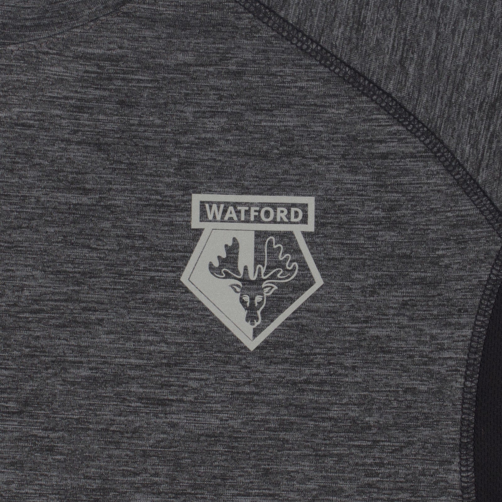 Watford  kids poly T-shirt in black with relective print crest to chest.