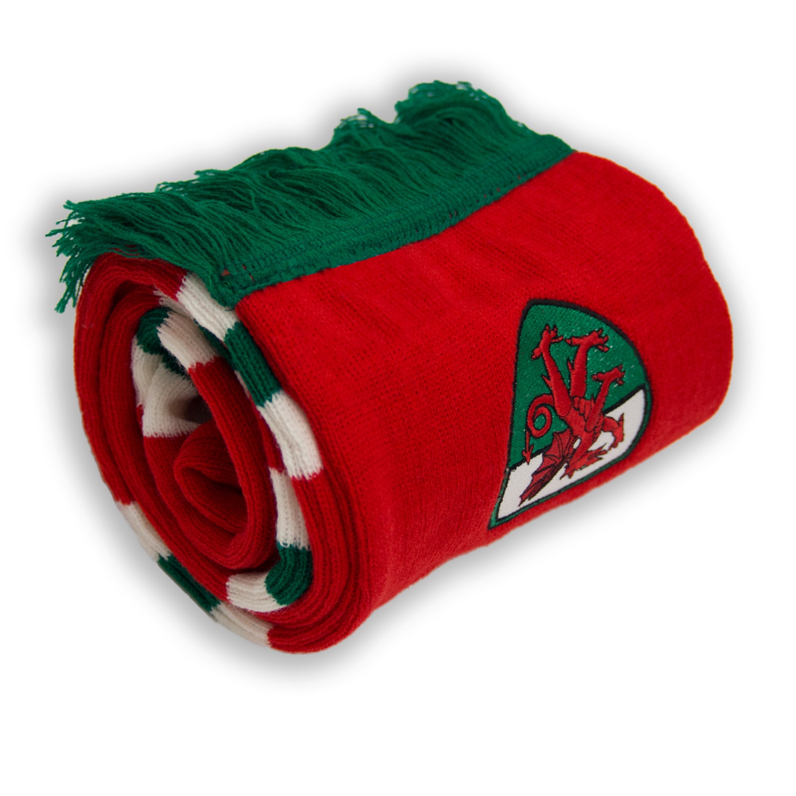 Wales football retro bobble hat & bar scarf set in red, white & green