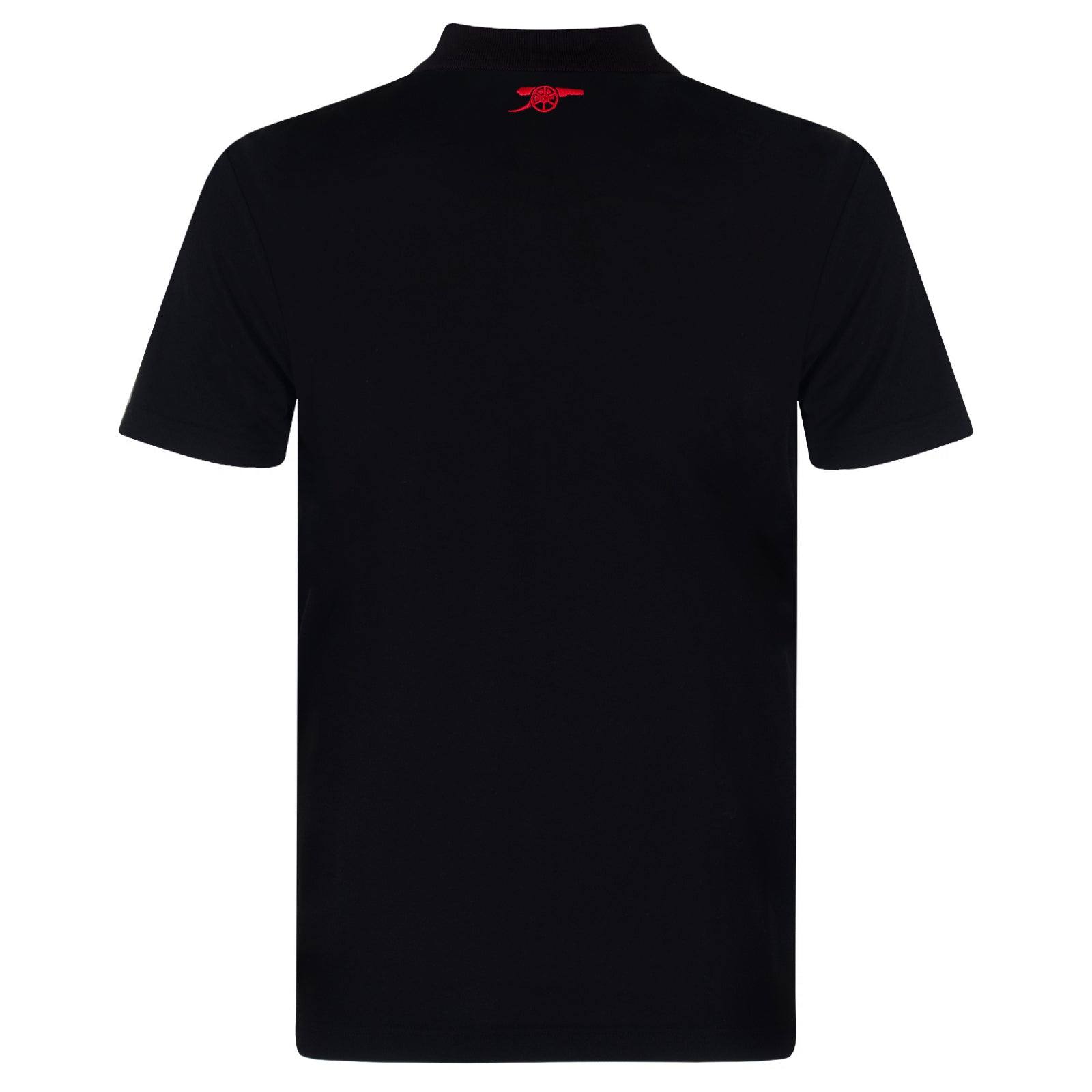 Arsenal polo shirt for adults in black with contrast sleeve, club crest and canon to chest.