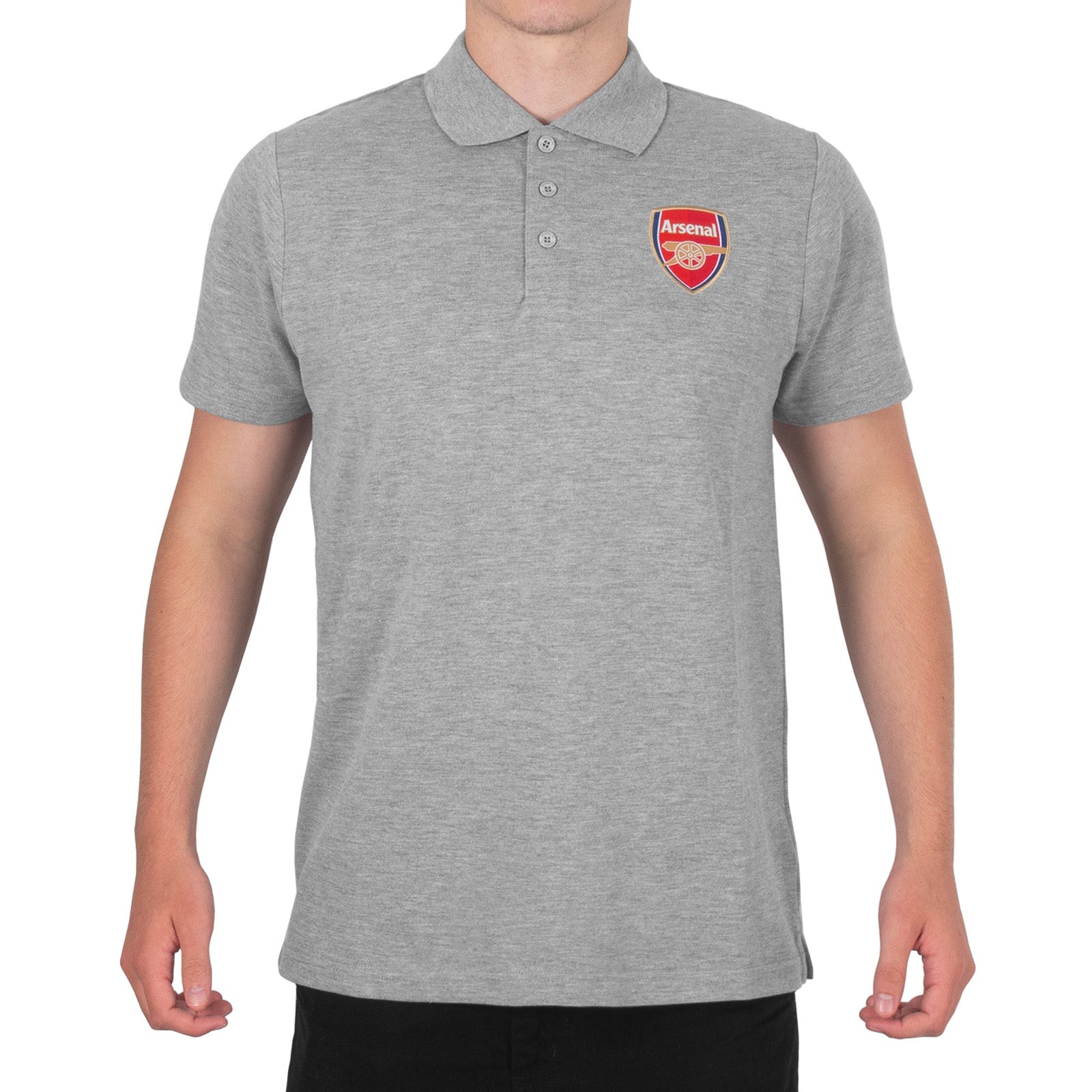 Arsenal polo shirt for adults in grey with club crest and canon to chest.