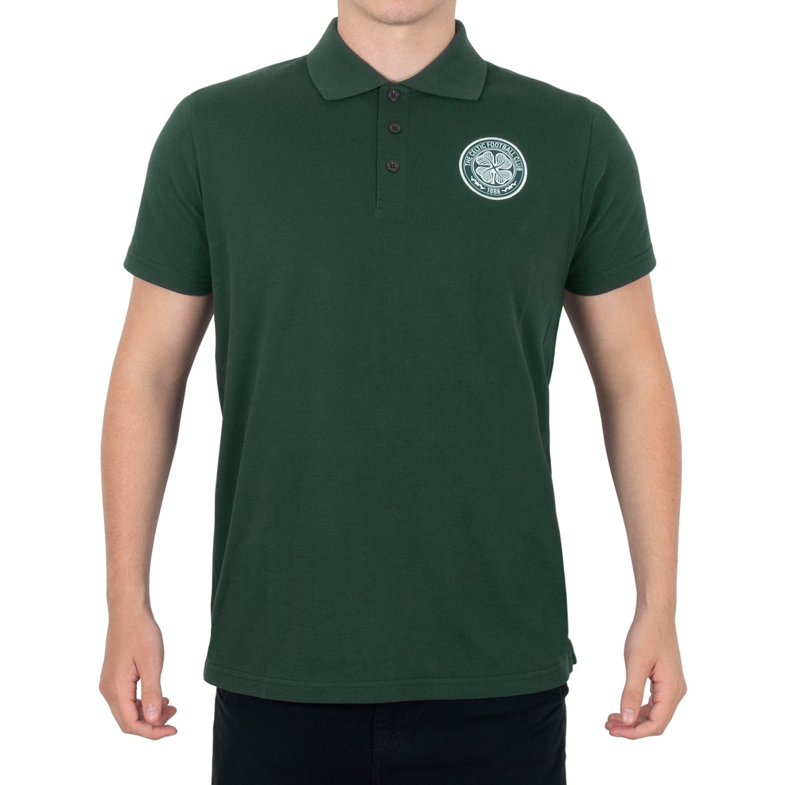 Celtic adults polo shirt in green with club crest to chest