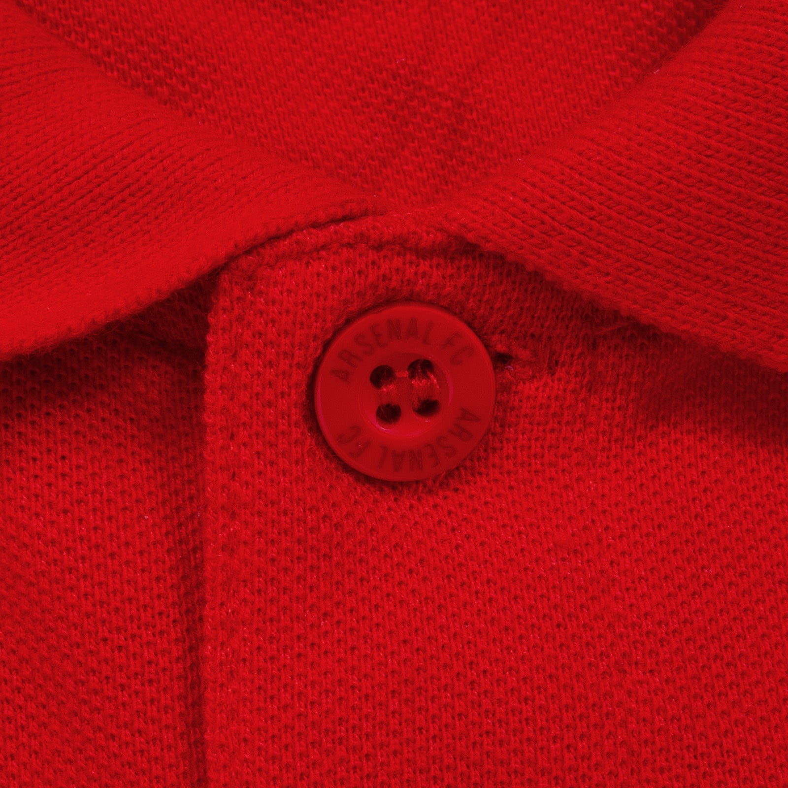 Arsenal polo shirt for adults in red featuring the club crest and budapest 2026 graphic to the chest