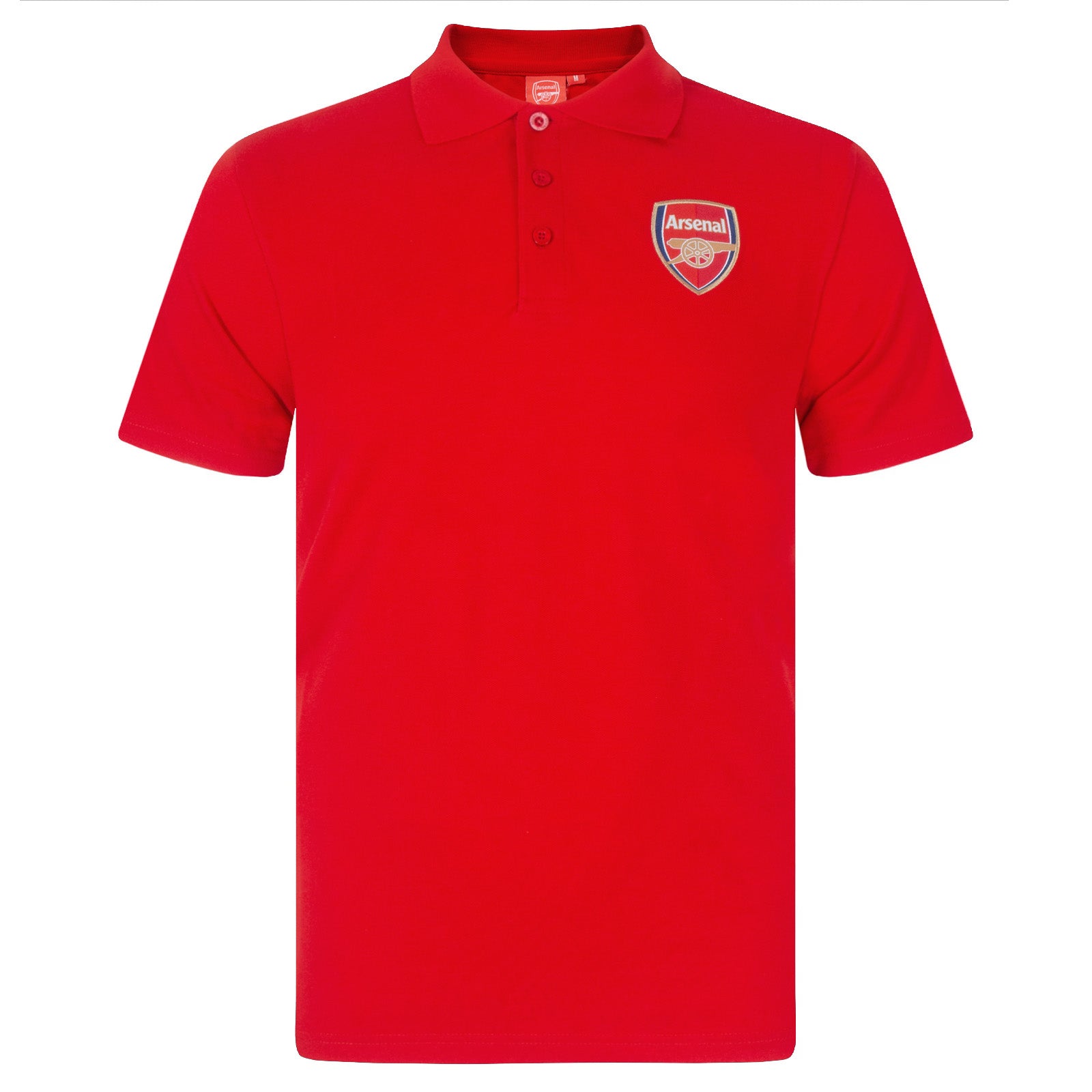 Arsenal polo shirt for kids in red with club crest and canon to chest.