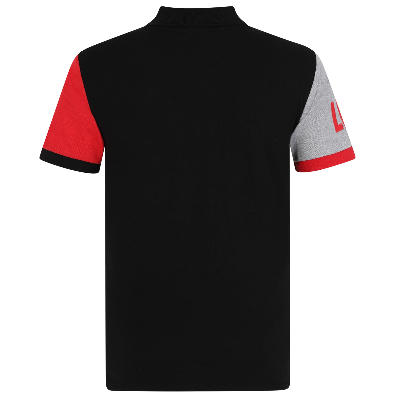 Liverpool adults polo shirt in black & contrast sleeve with LFC badge and Liverpool FC text to chest.