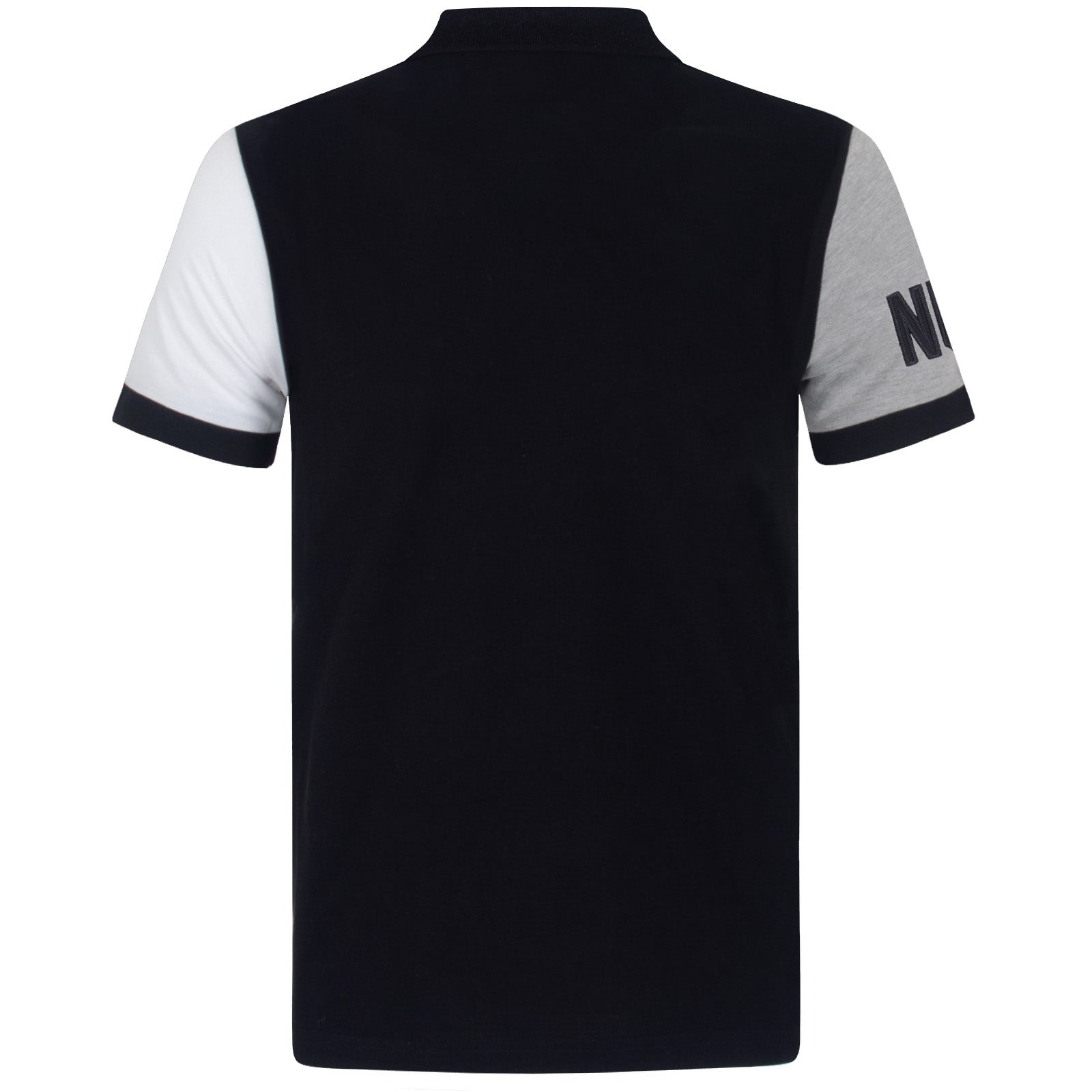 Newcastle Utd adults polo shirt in black with contrast sleeve and a NUFC badge and text to chest.