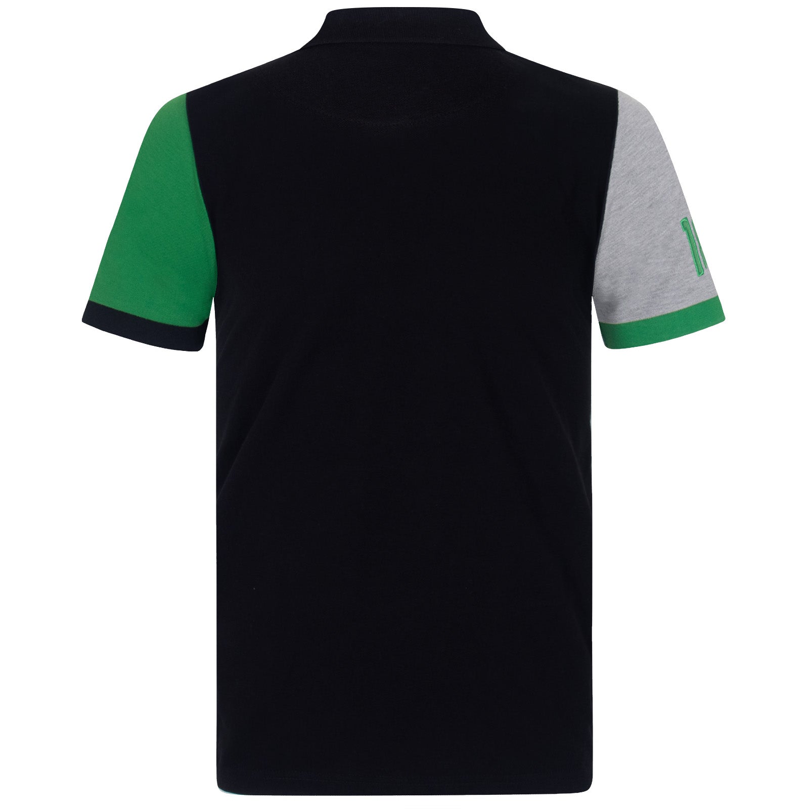 Celtic kids polo shirt in black with contrast sleeve and club crest to chest