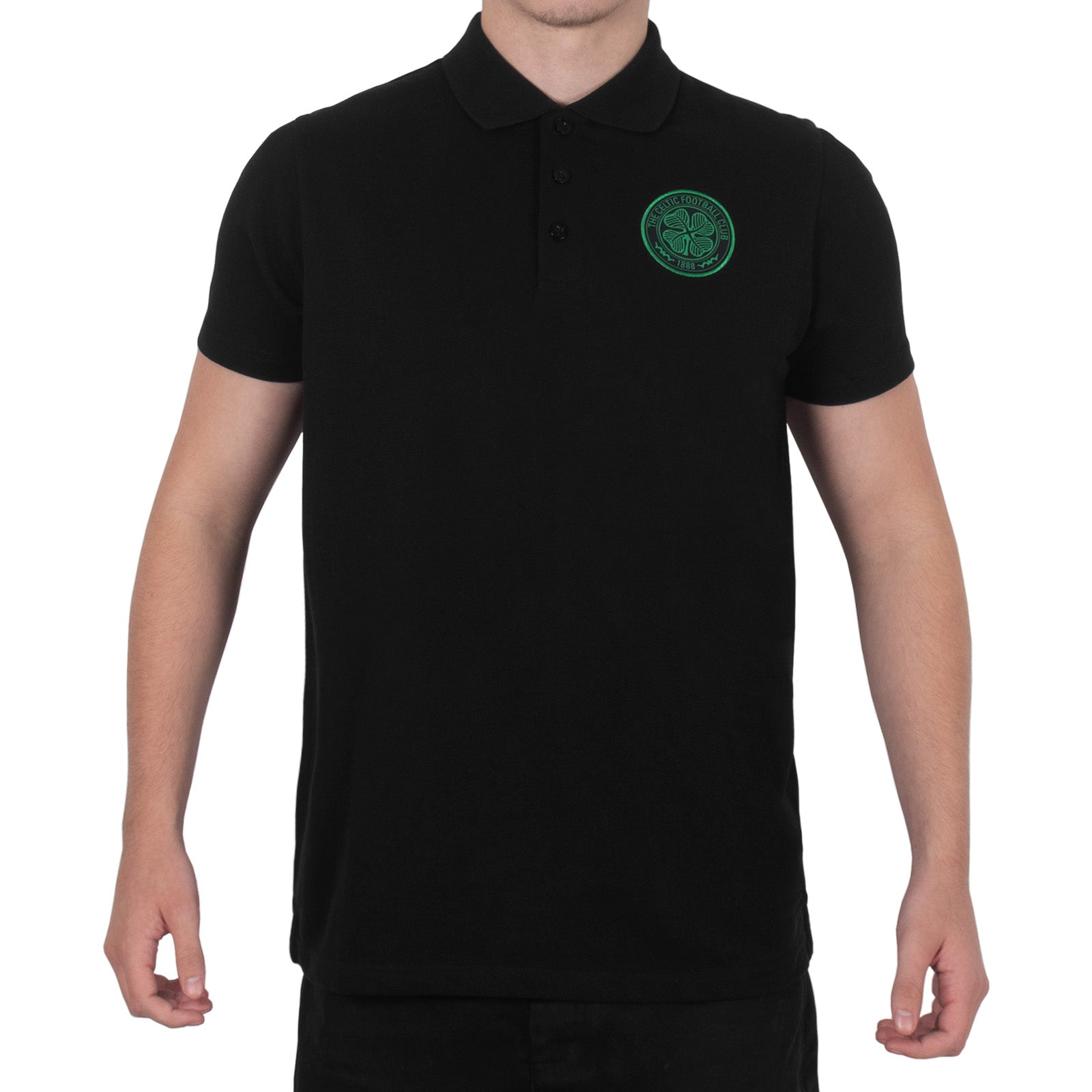 Celtic adults polo shirt in black with club crest to chest