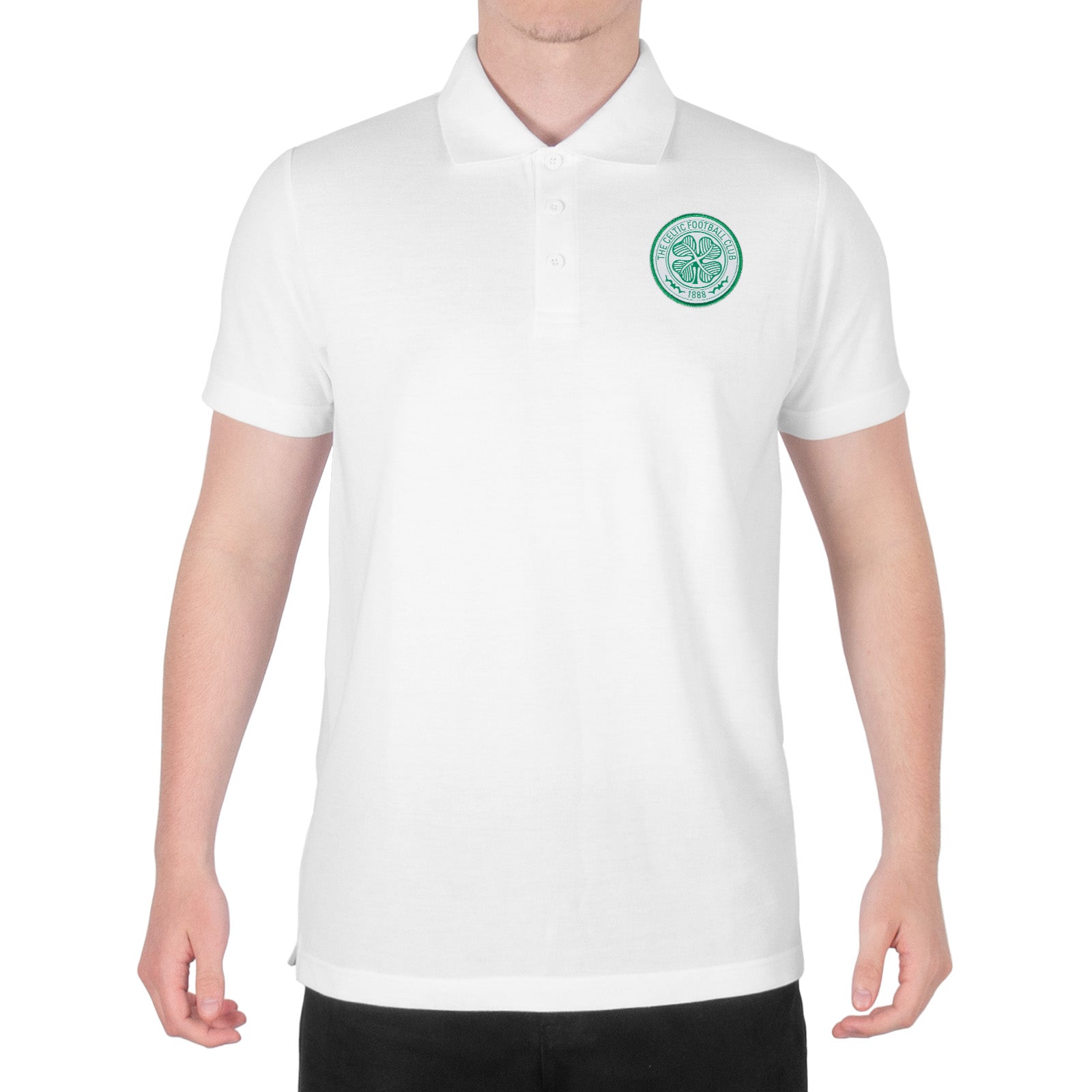 Celtic adults polo shirt in white with club crest to chest