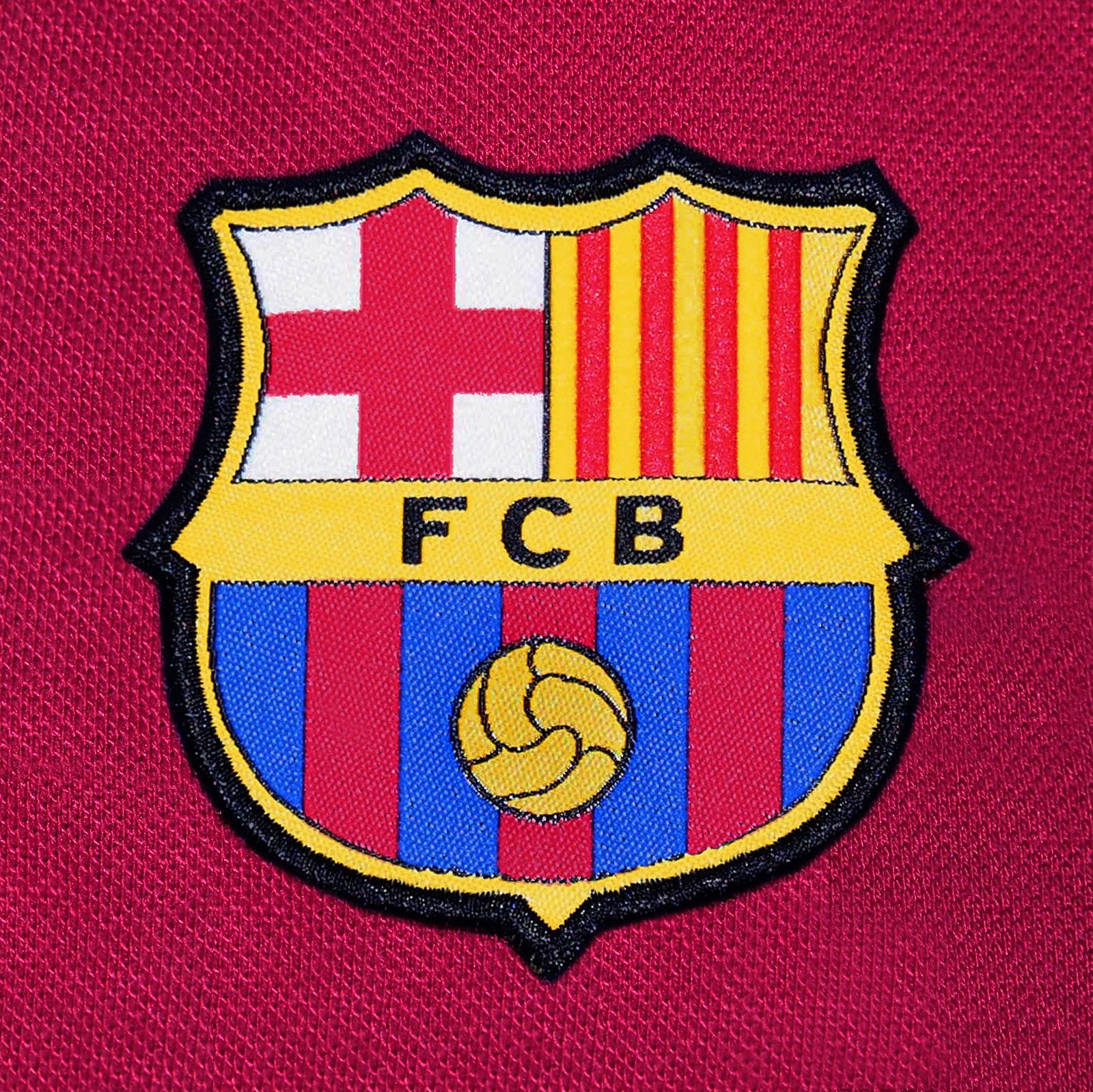 FC Barcelona adults polo shirt in red with FCB logo and 3D Barca text to chest