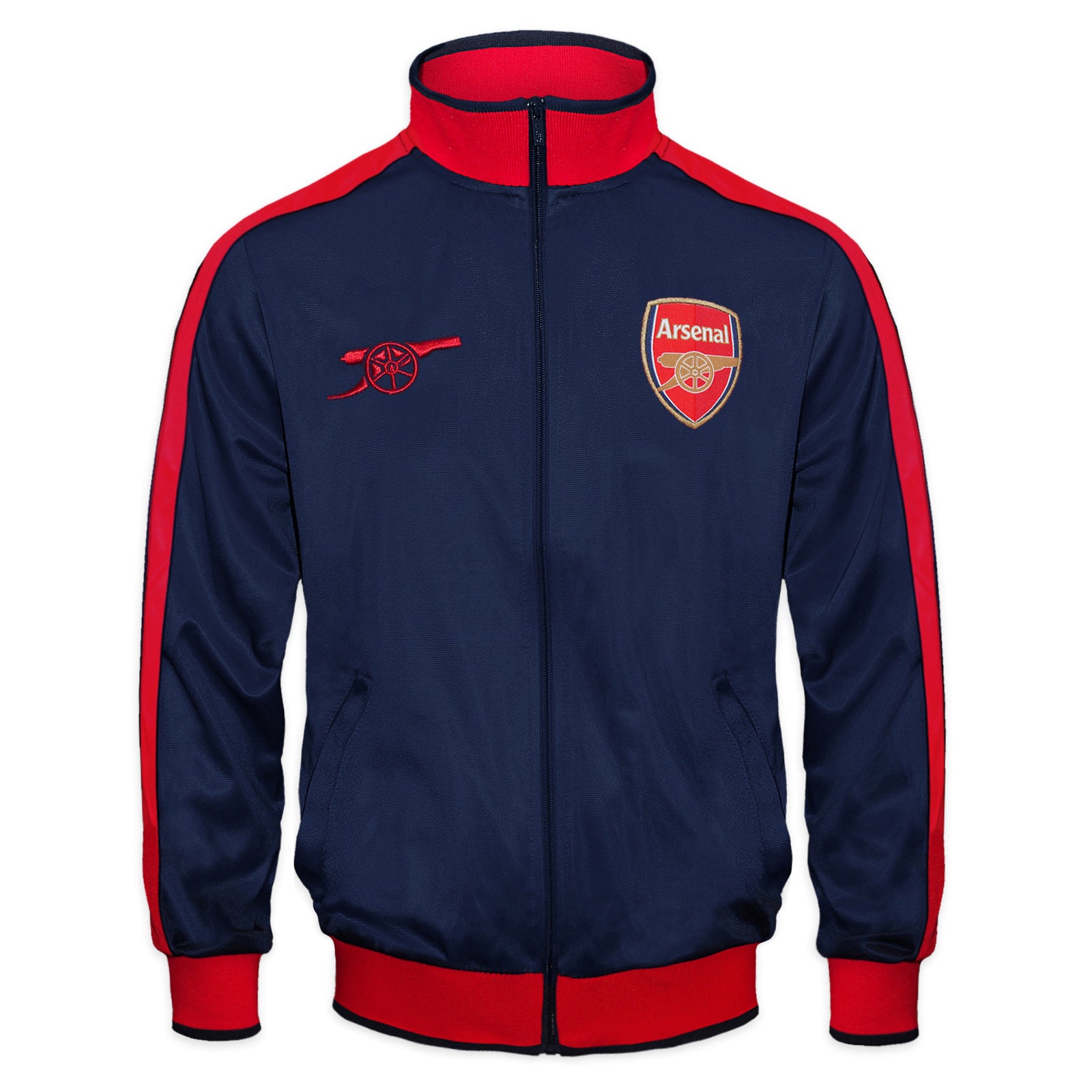 Arsenal adults retro track jacket in navy with club crest to chest.