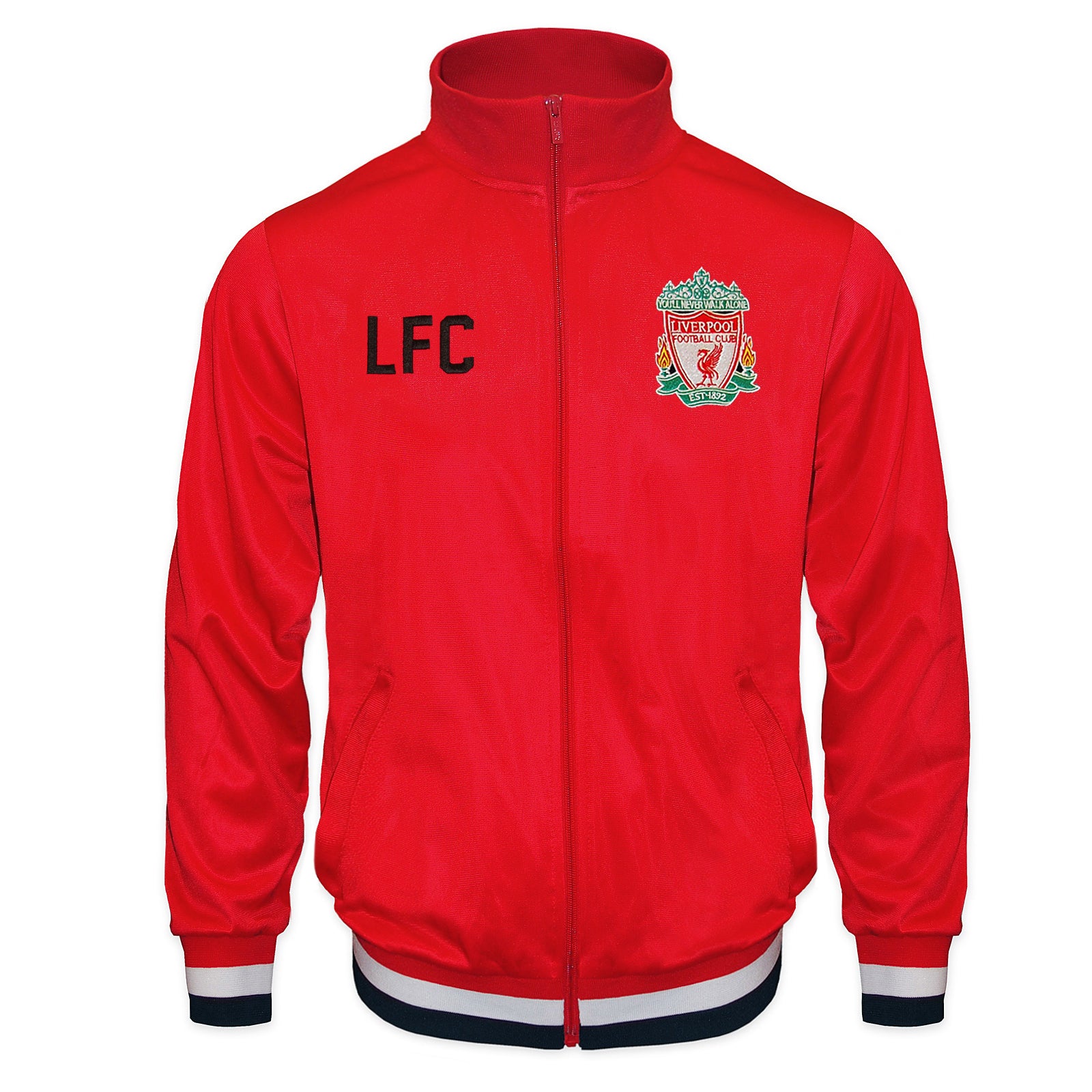 Liverpool kids retro track jacket in red with club crest to chest.