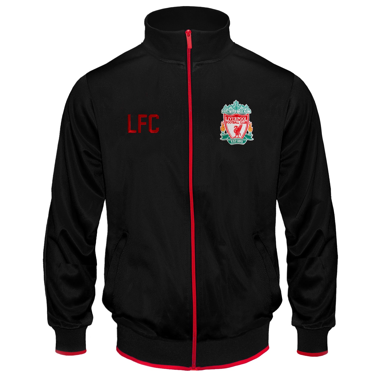 Liverpool adults retro track jacket in black with woven club crest to chest.