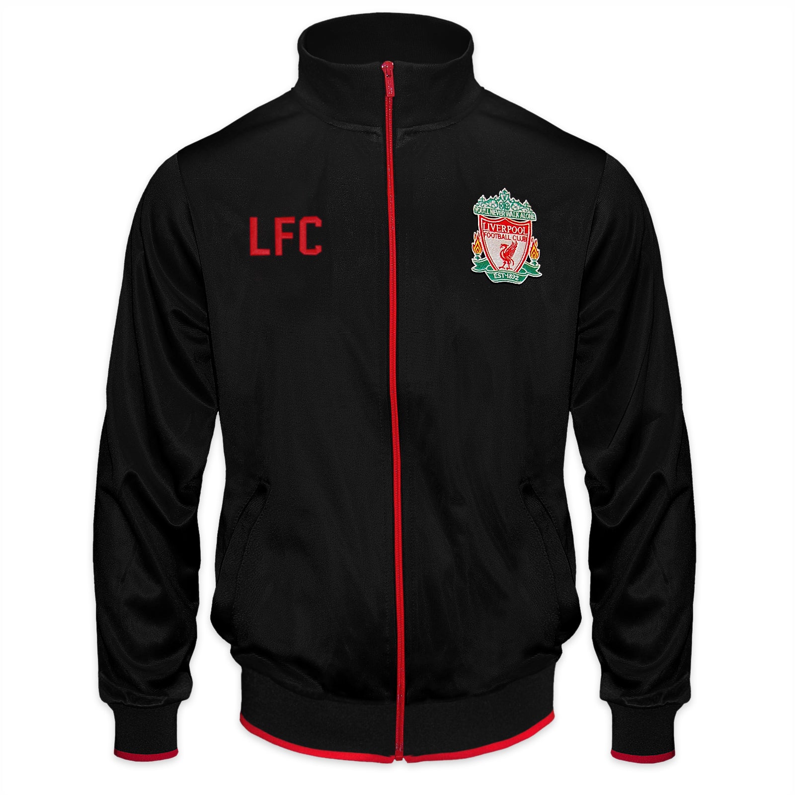 Liverpool kids retro track jacket in black with club crest to chest.