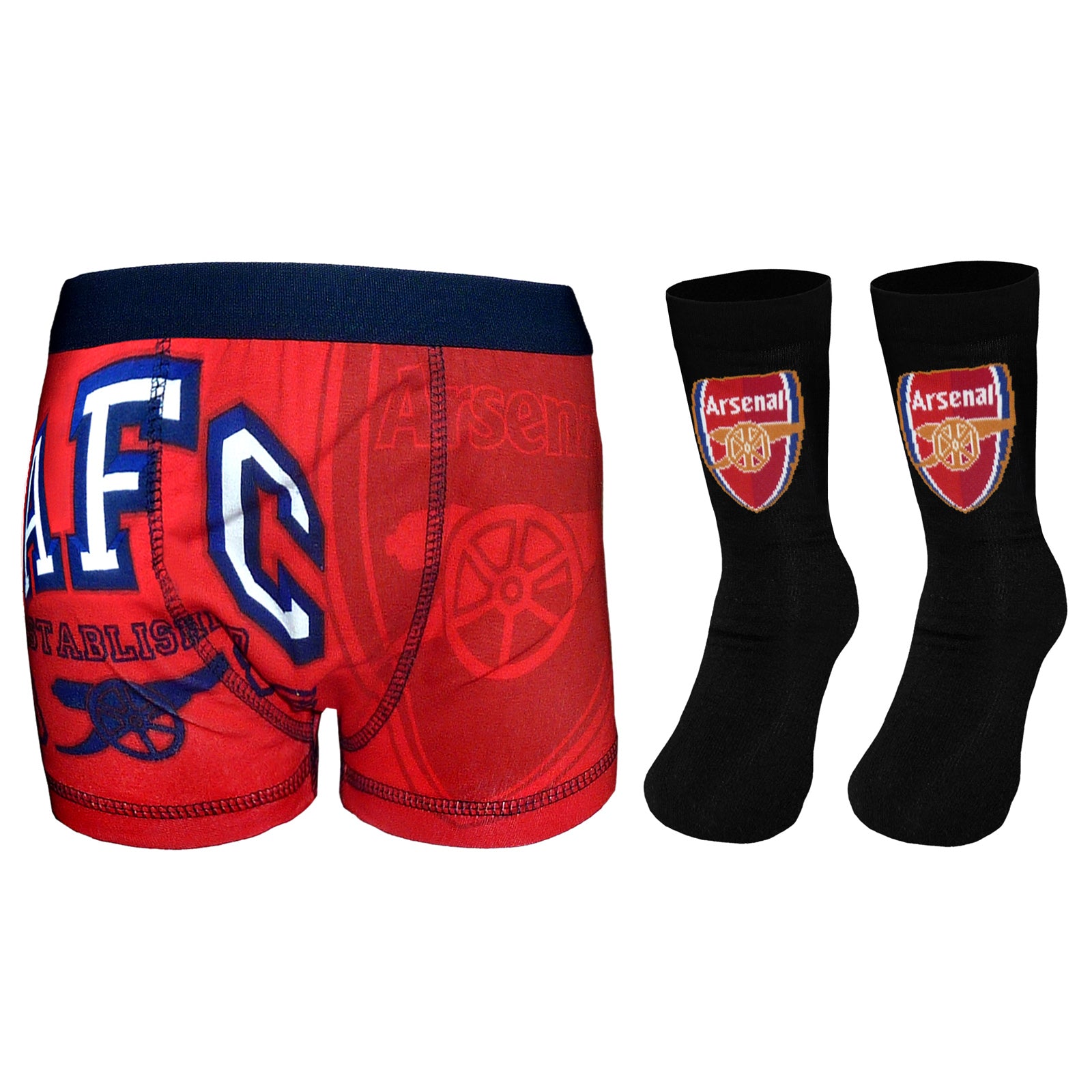 Arsenal red boxer shorts & black socks set for boys