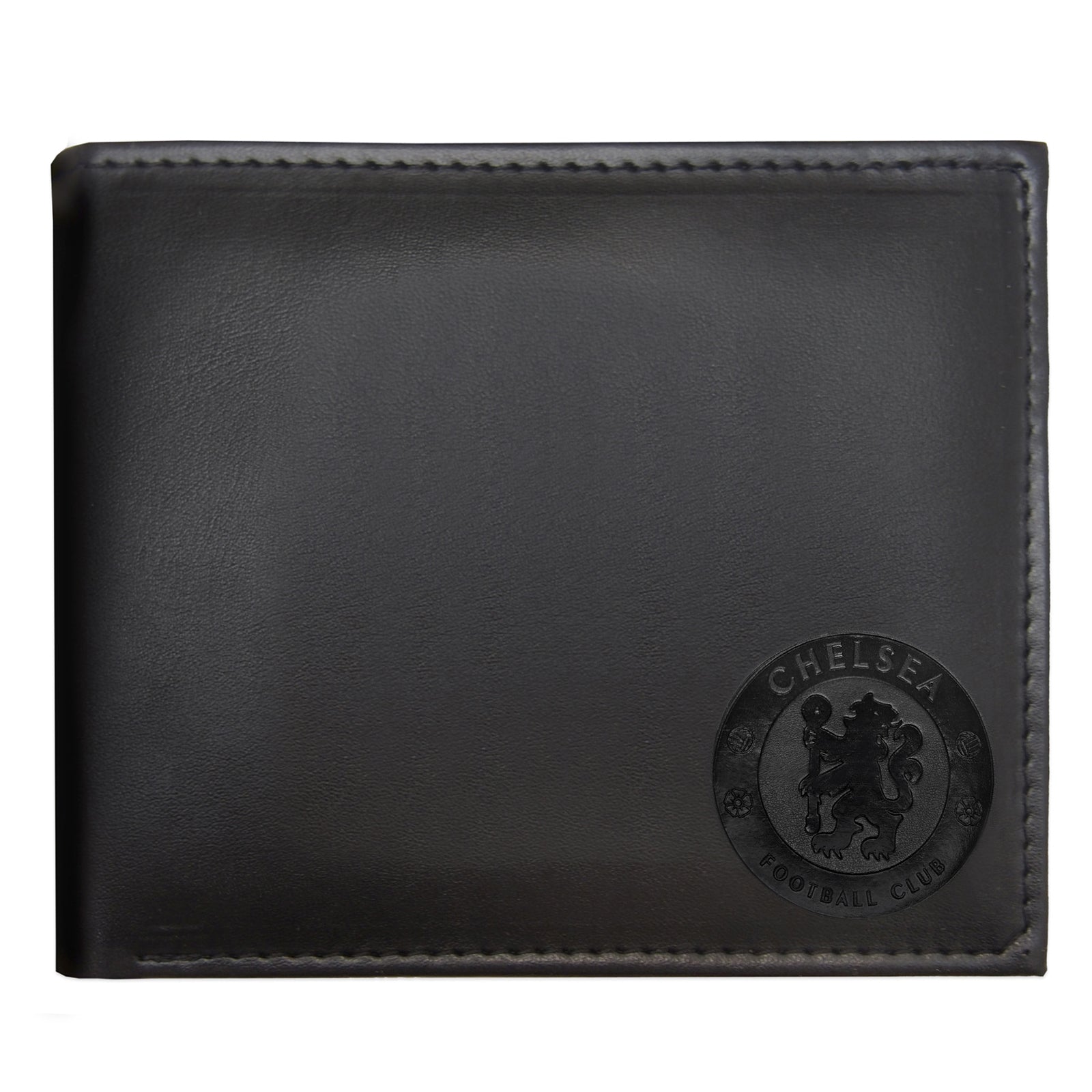 Chelsea faux leather wallet in black with embossed club crest