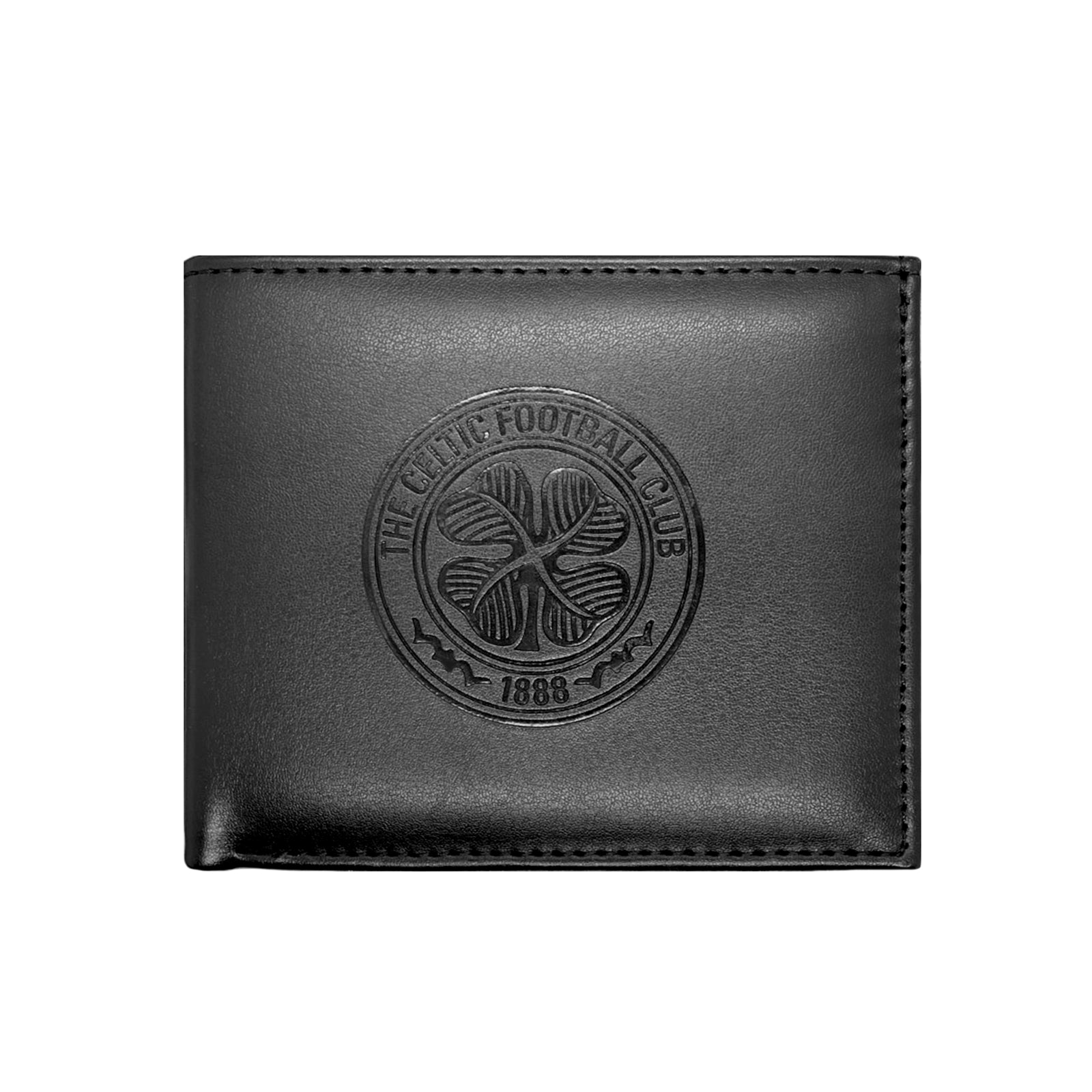 Celtic faux leather wallet in black with embossed club crest