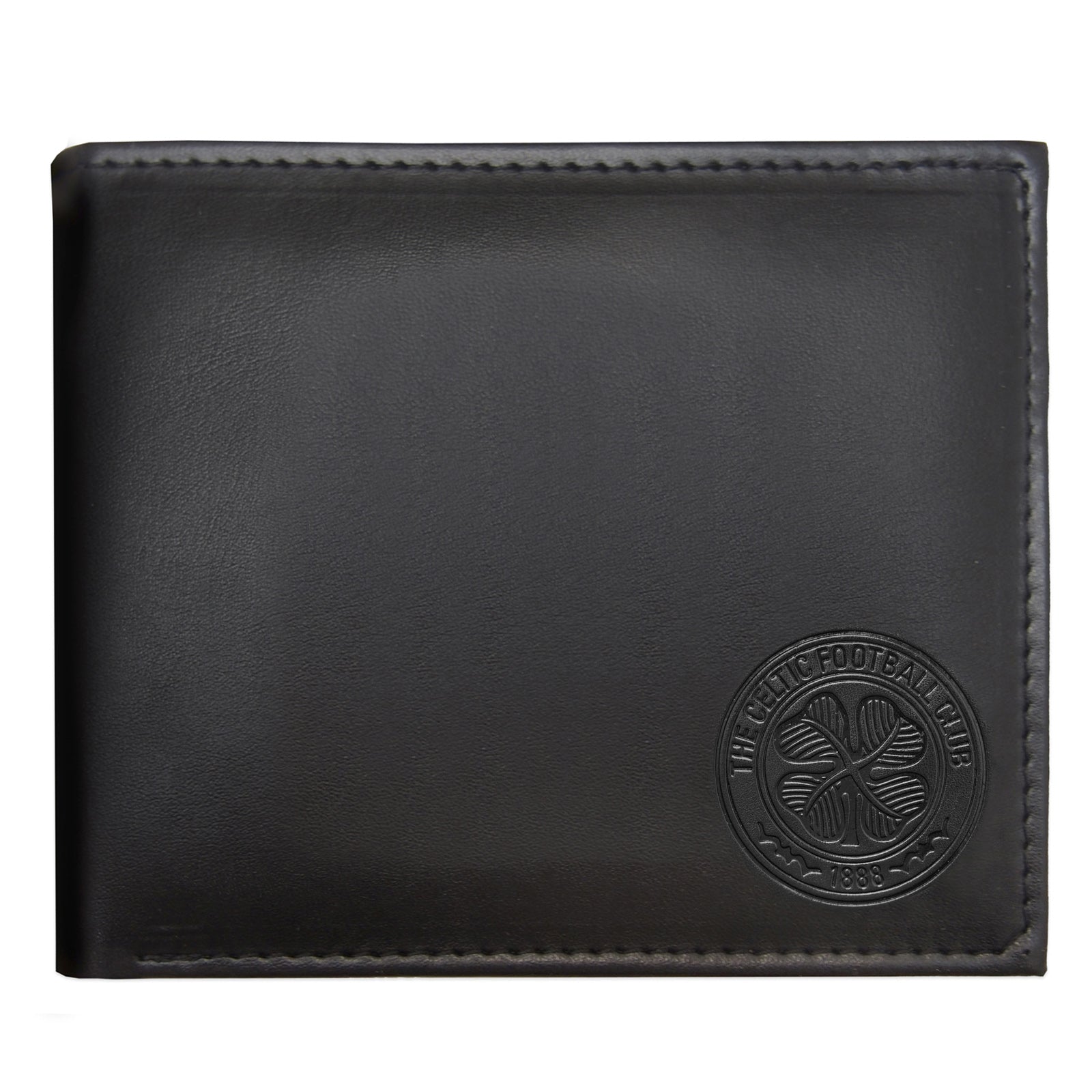 Celtic faux leather wallet in black with embossed club crest