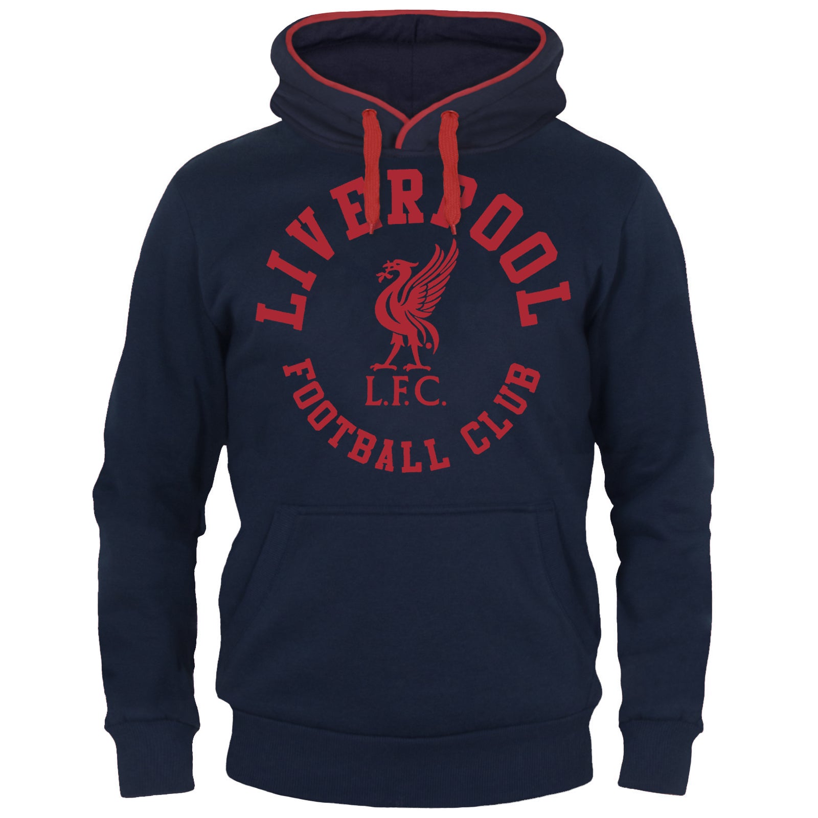 Liverpool graphic hoodie for adults in navy with LFC crest to the centre of the body.