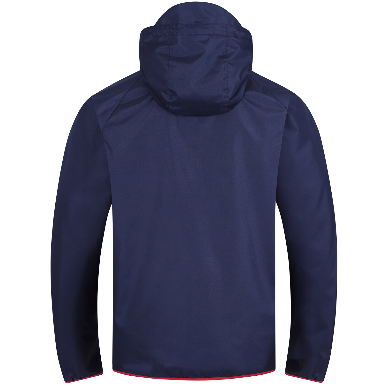 Liverpool kids shower jacket with hood in navy blue with club crest to chest.