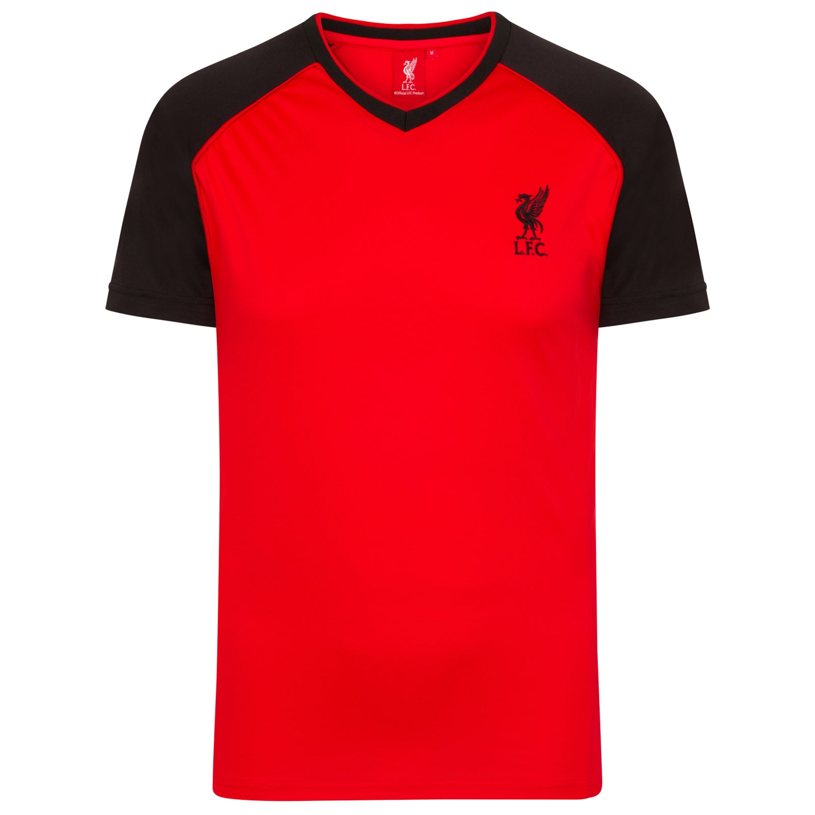 Liverpool adults V neck T-shirt in black with club crest to chest