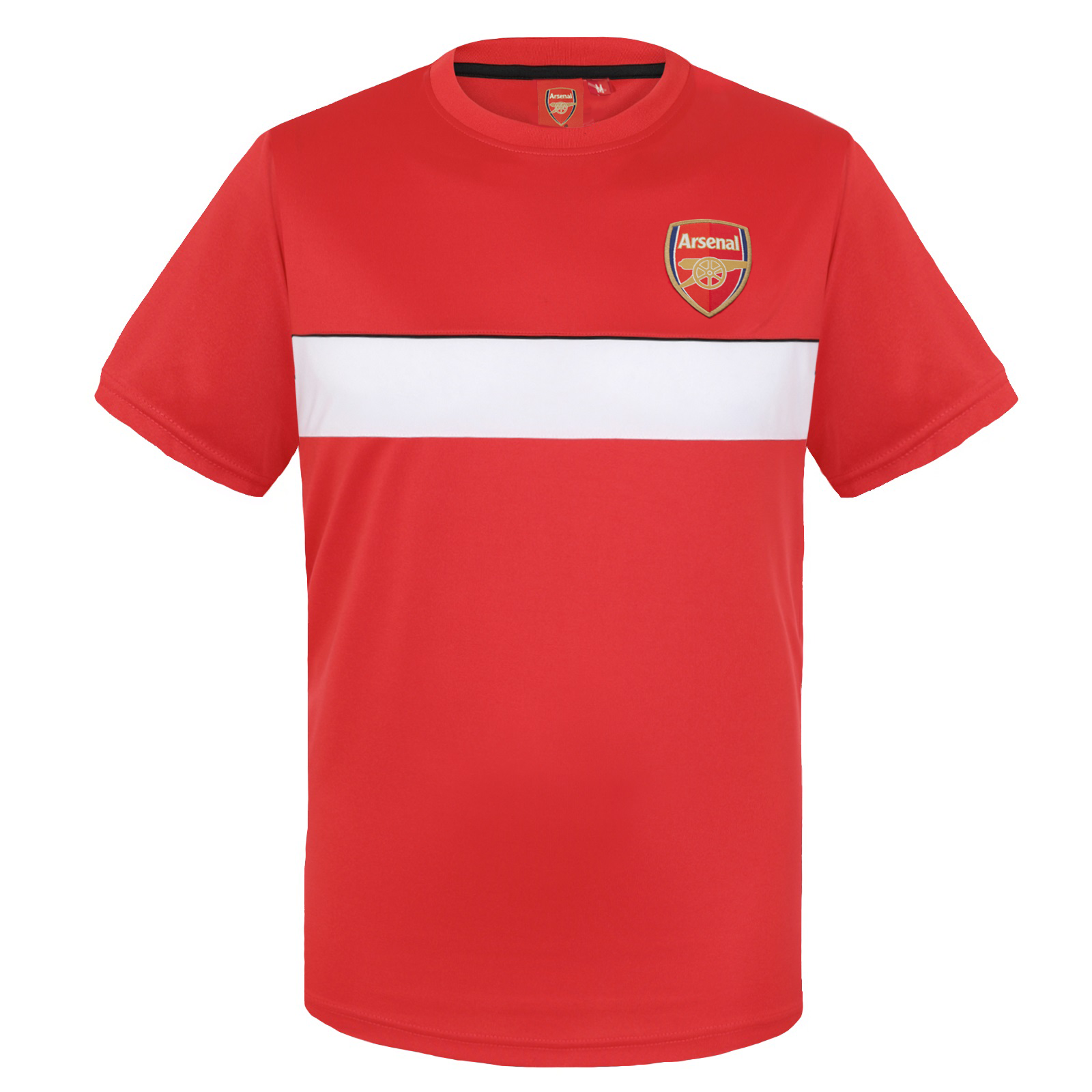 Arsenal adults T-shirt in red & white stripe with club crest to chest